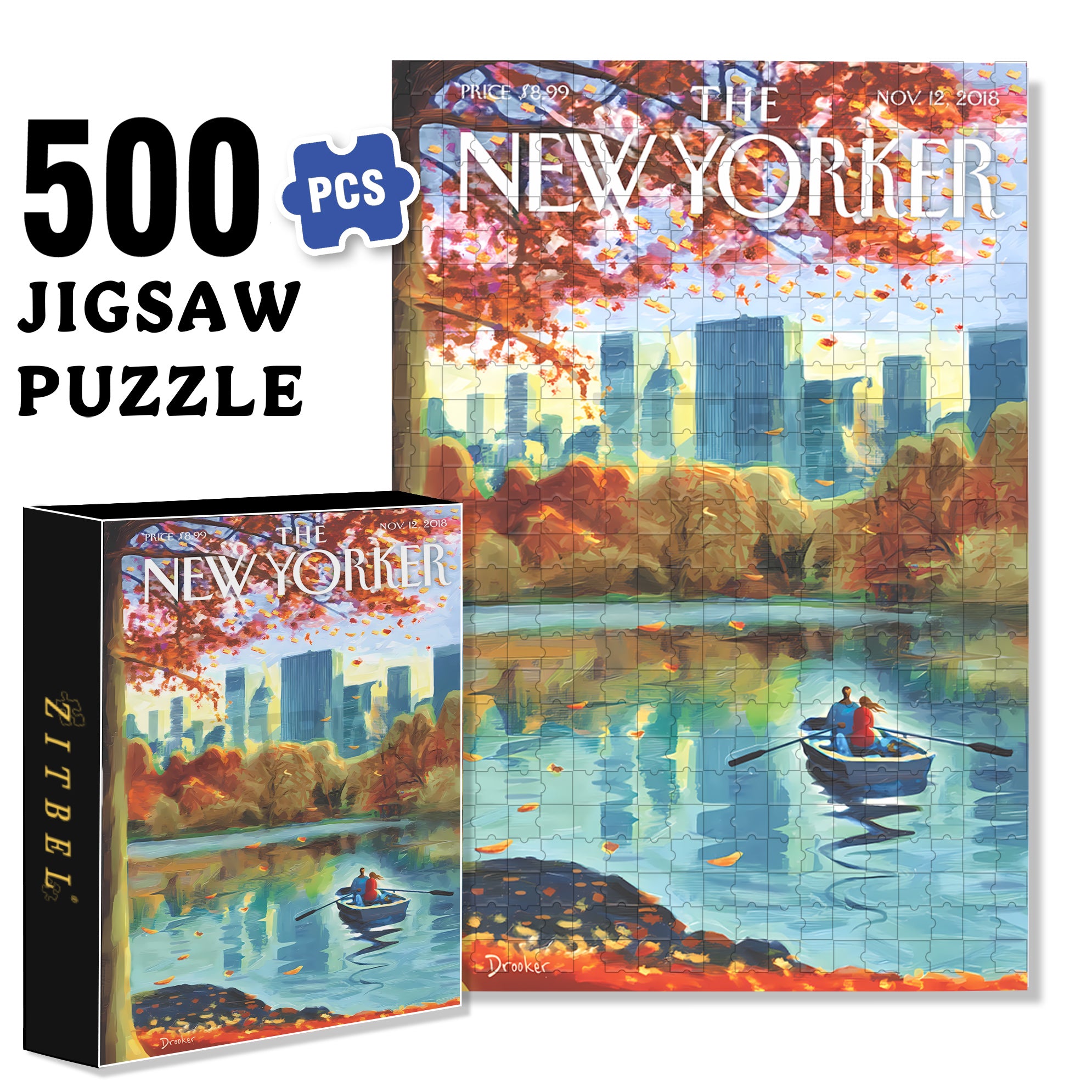 Central Park Row 500pcs/1000pcs Jigsaw Puzzle, Scratch-Resistant, Interactive Family Game & Brain-Boosting DIY Decor, Perfect for Halloween, Christmas & New Year Gifts, Family Puzzle Game