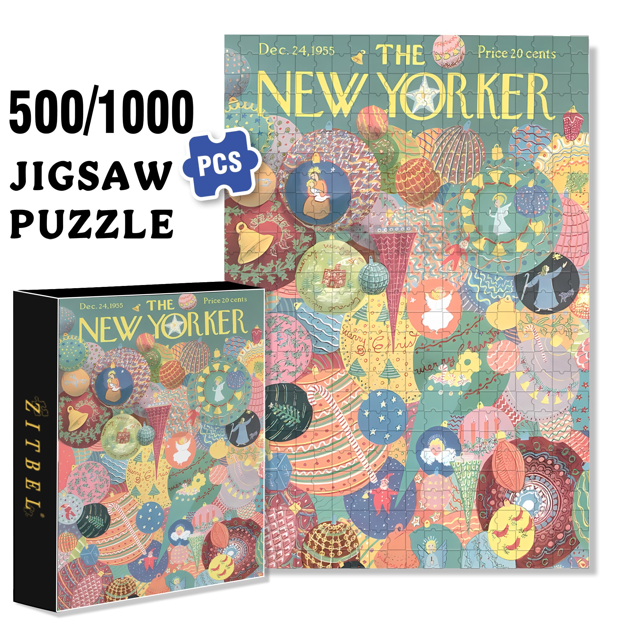 Christmas Decoration Balls 500pcs/1000pcs Jigsaw Puzzle, Scratch-Resistant, Interactive Family Game & Brain-Boosting DIY Decor, Perfect for Halloween, Christmas & New Year Gifts, Family Puzzle Game
