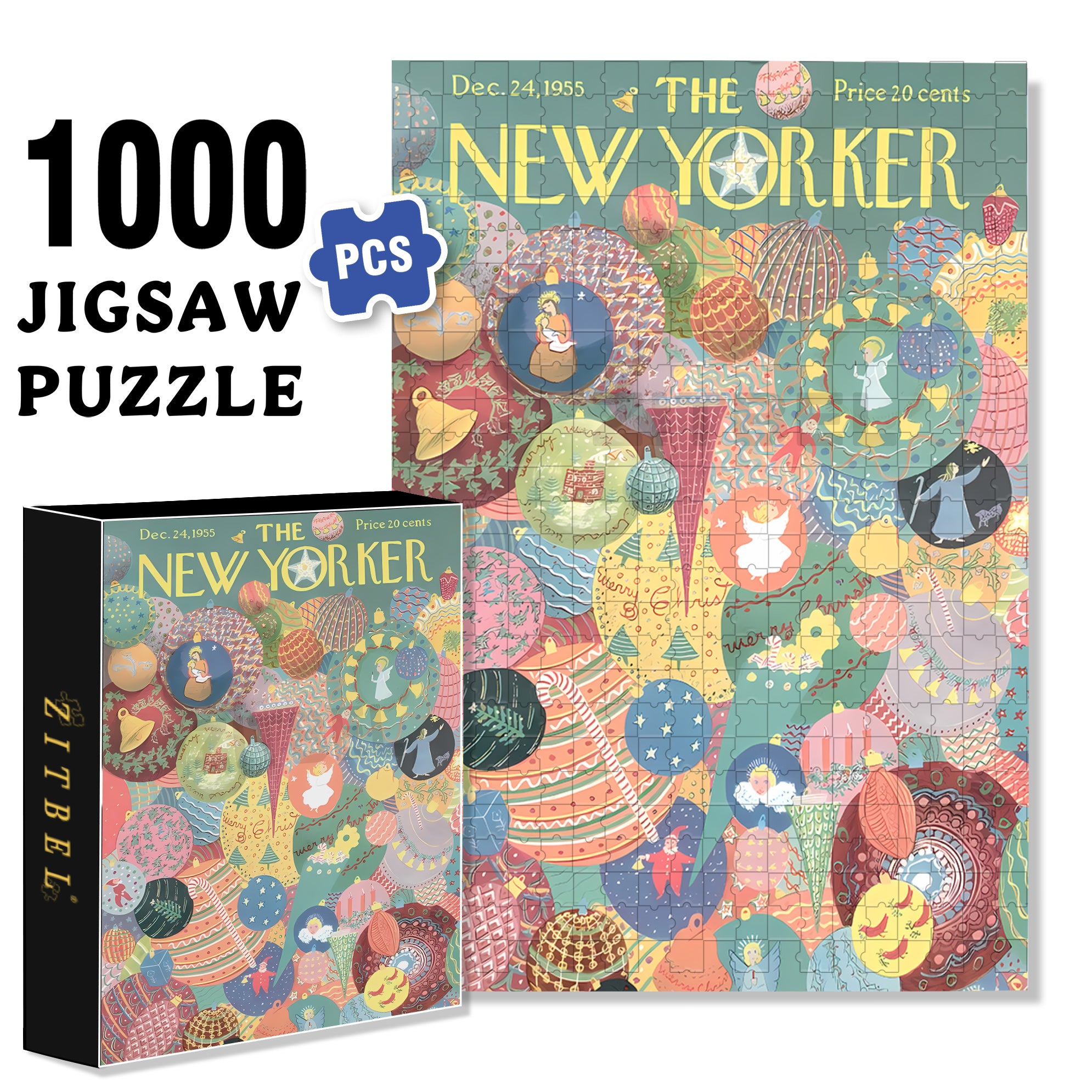 Christmas Decoration Balls 500pcs/1000pcs Jigsaw Puzzle, Scratch-Resistant, Interactive Family Game & Brain-Boosting DIY Decor, Perfect for Halloween, Christmas & New Year Gifts, Family Puzzle Game