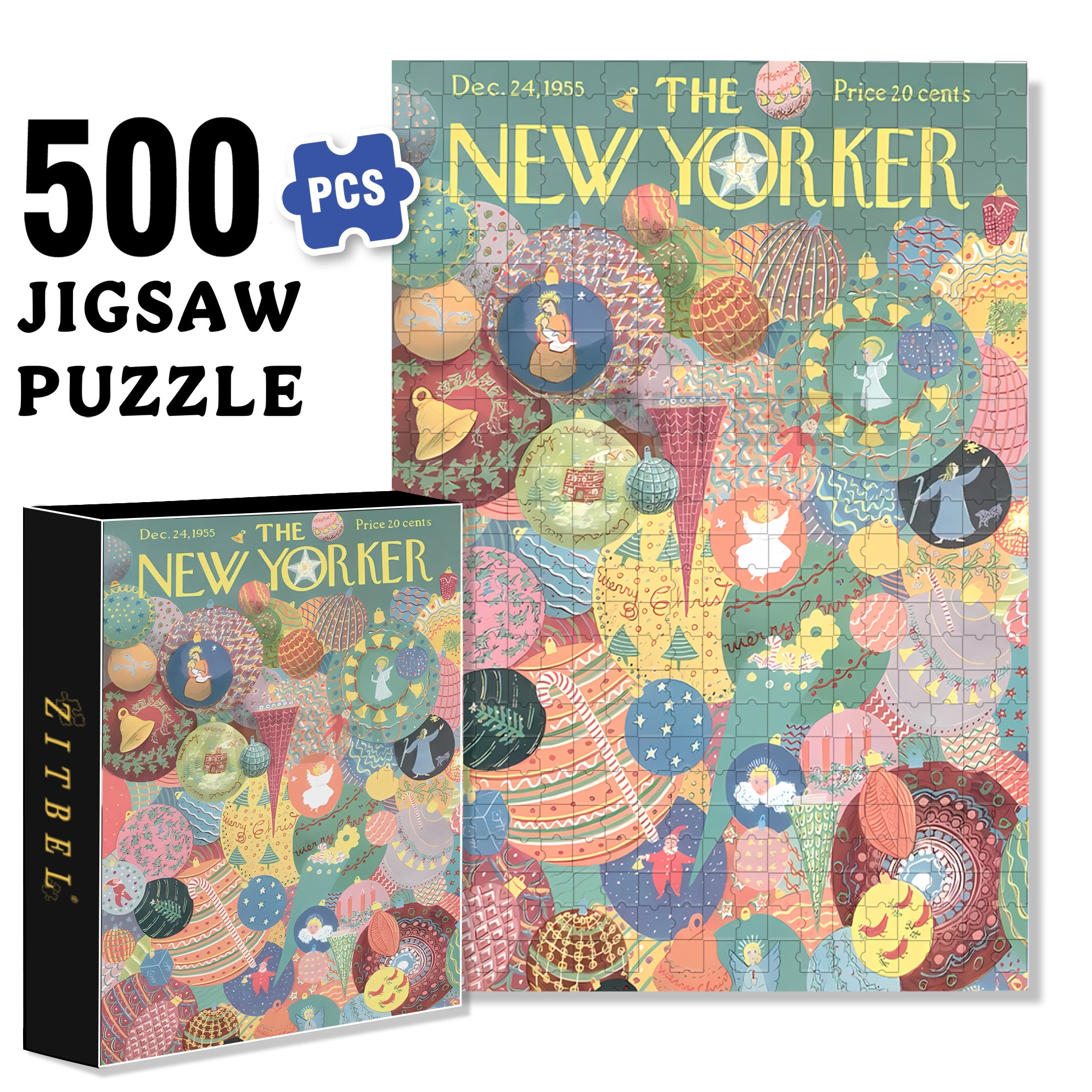 Christmas Decoration Balls 500pcs/1000pcs Jigsaw Puzzle, Scratch-Resistant, Interactive Family Game & Brain-Boosting DIY Decor, Perfect for Halloween, Christmas & New Year Gifts, Family Puzzle Game