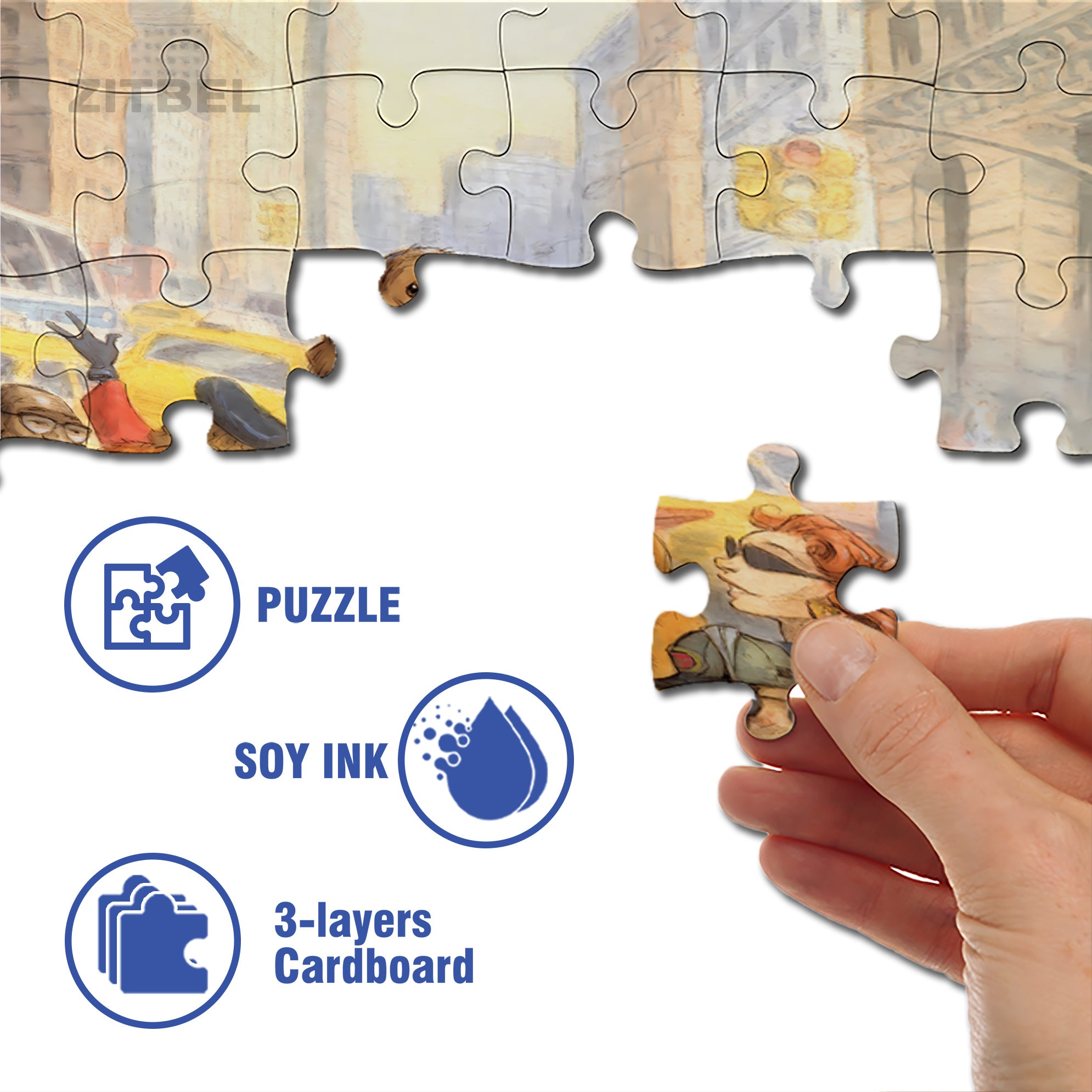 City Bear 500pcs/1000pcs Jigsaw Puzzle, Scratch-Resistant, Interactive Family Game & Brain-Boosting DIY Decor, Perfect for Halloween, Christmas & New Year Gifts, Family Puzzle Game