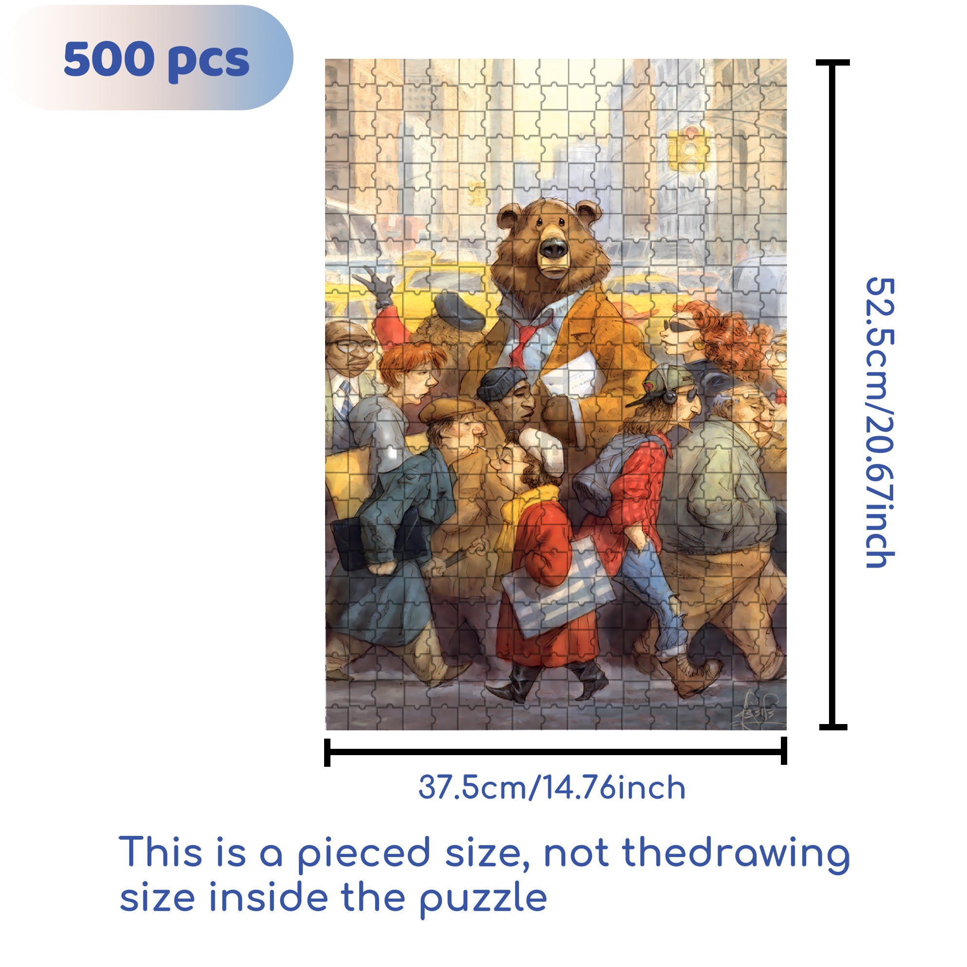 City Bear 500pcs/1000pcs Jigsaw Puzzle, Scratch-Resistant, Interactive Family Game & Brain-Boosting DIY Decor, Perfect for Halloween, Christmas & New Year Gifts, Family Puzzle Game