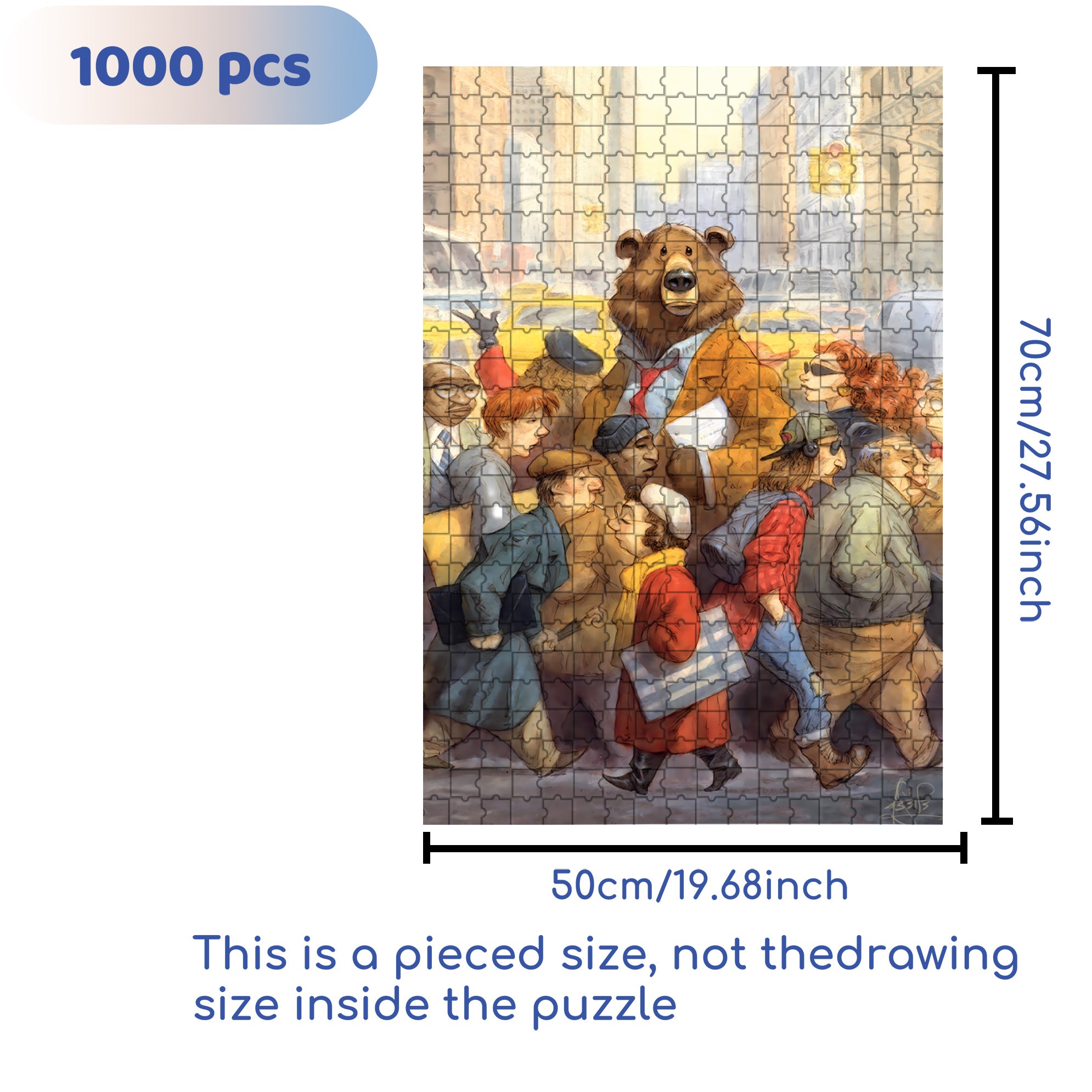 City Bear 500pcs/1000pcs Jigsaw Puzzle, Scratch-Resistant, Interactive Family Game & Brain-Boosting DIY Decor, Perfect for Halloween, Christmas & New Year Gifts, Family Puzzle Game
