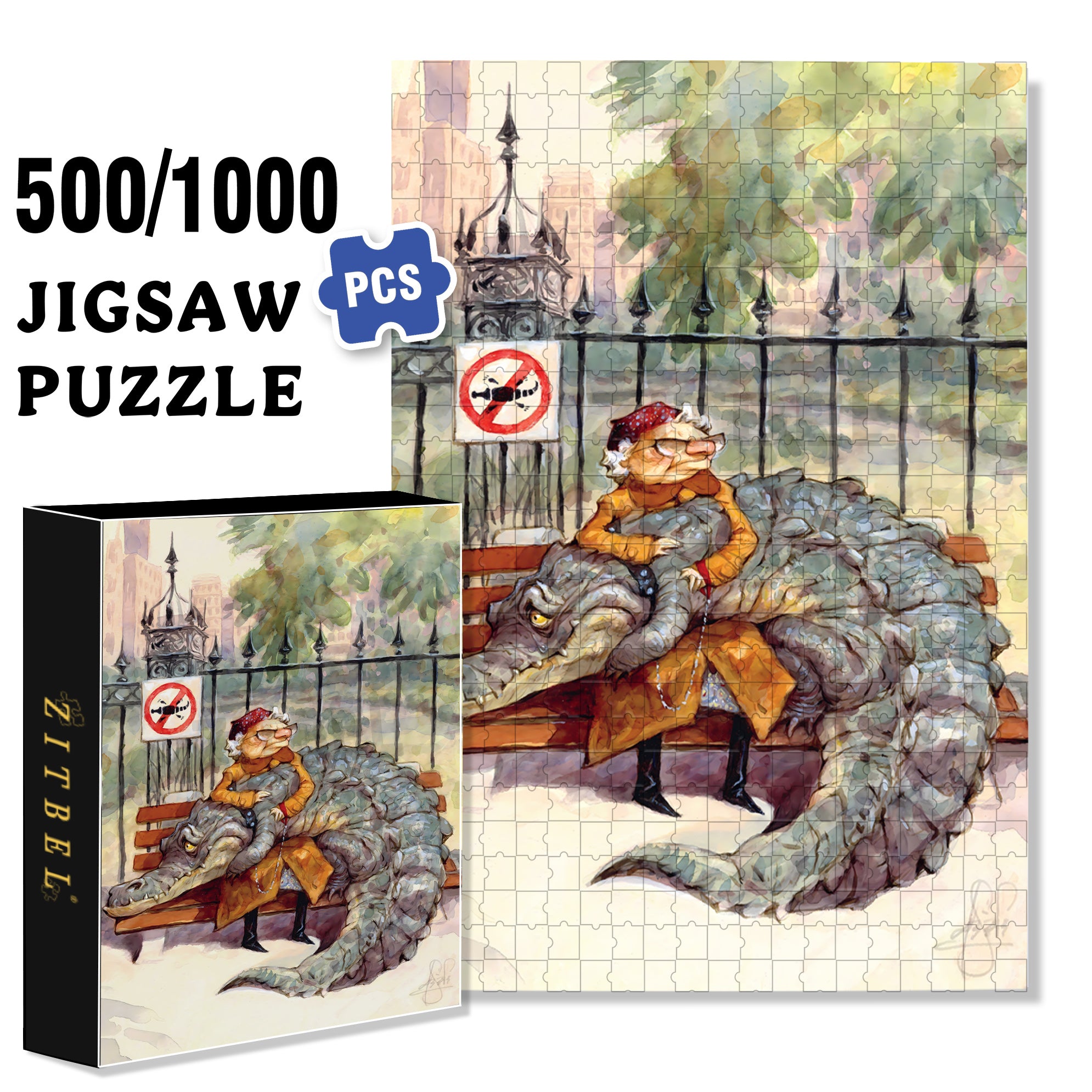 Crocodile Tears 500pcs/1000pcs Jigsaw Puzzle, Scratch-Resistant, Interactive Family Game & Brain-Boosting DIY Decor, Perfect for Halloween, Christmas & New Year Gifts, Family Puzzle Game