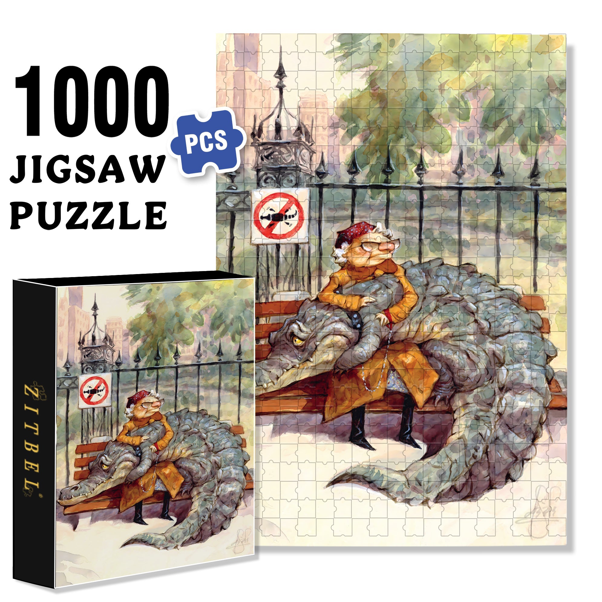 Crocodile Tears 500pcs/1000pcs Jigsaw Puzzle, Scratch-Resistant, Interactive Family Game & Brain-Boosting DIY Decor, Perfect for Halloween, Christmas & New Year Gifts, Family Puzzle Game