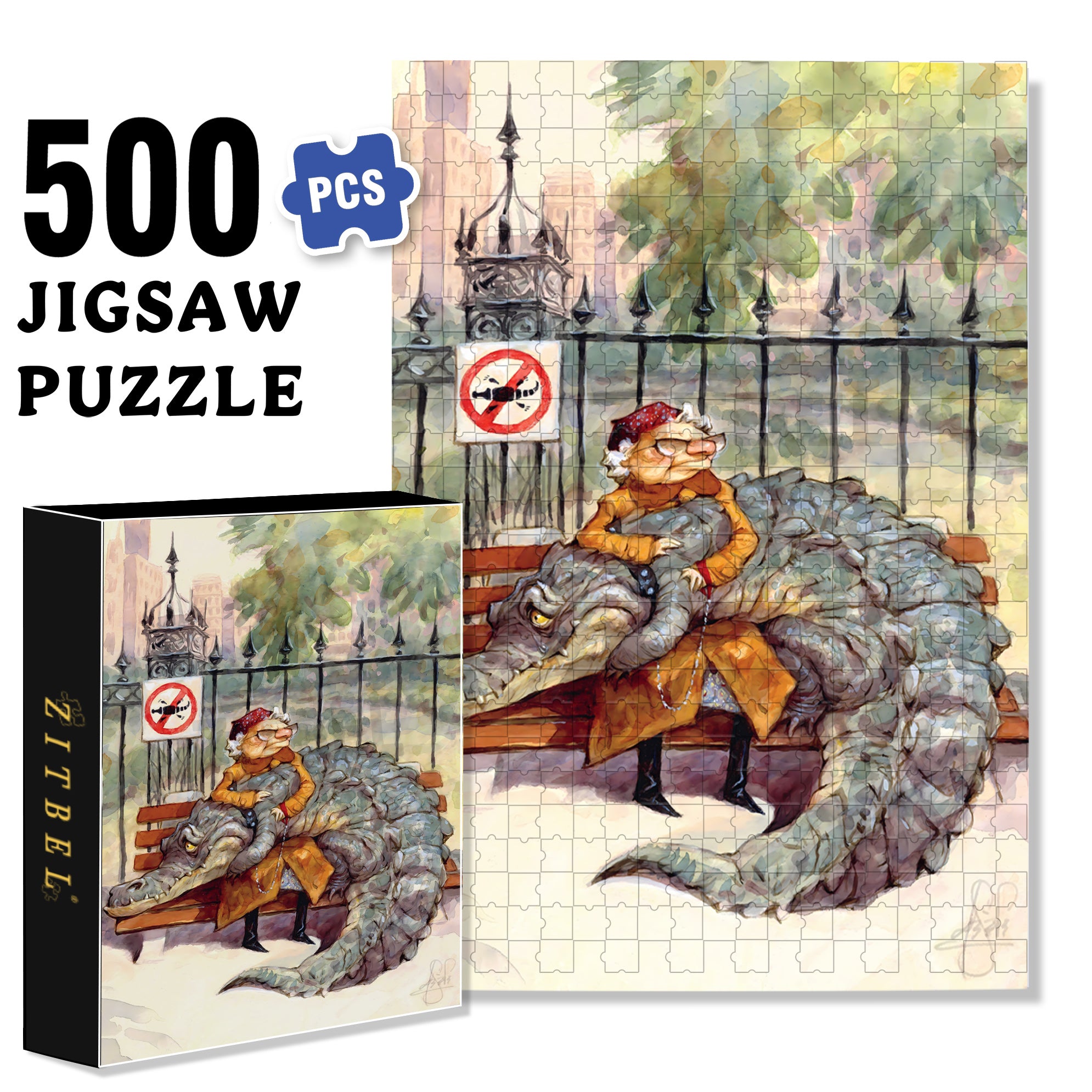 Crocodile Tears 500pcs/1000pcs Jigsaw Puzzle, Scratch-Resistant, Interactive Family Game & Brain-Boosting DIY Decor, Perfect for Halloween, Christmas & New Year Gifts, Family Puzzle Game