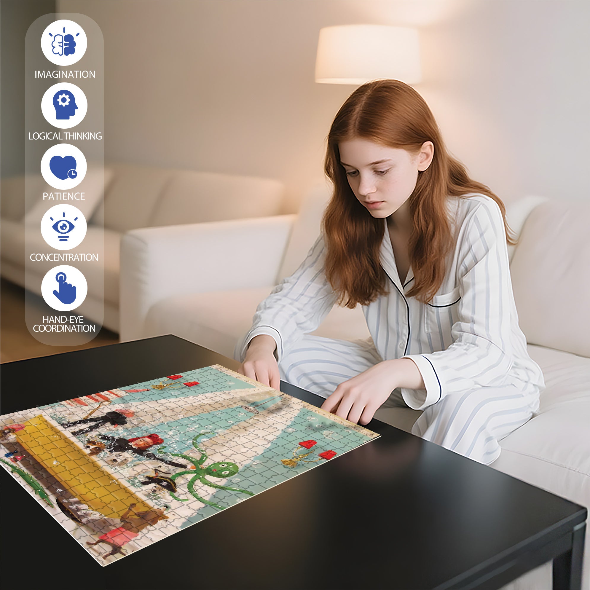 Doggie Bubble Bath 500pcs/1000pcs Jigsaw Puzzle, Scratch-Resistant, Interactive Family Game & Brain-Boosting DIY Decor, Perfect for Halloween, Christmas & New Year Gifts, Family Puzzle Game