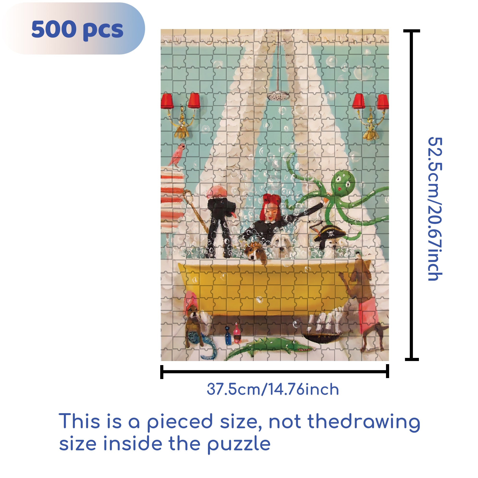 Doggie Bubble Bath 500pcs/1000pcs Jigsaw Puzzle, Scratch-Resistant, Interactive Family Game & Brain-Boosting DIY Decor, Perfect for Halloween, Christmas & New Year Gifts, Family Puzzle Game