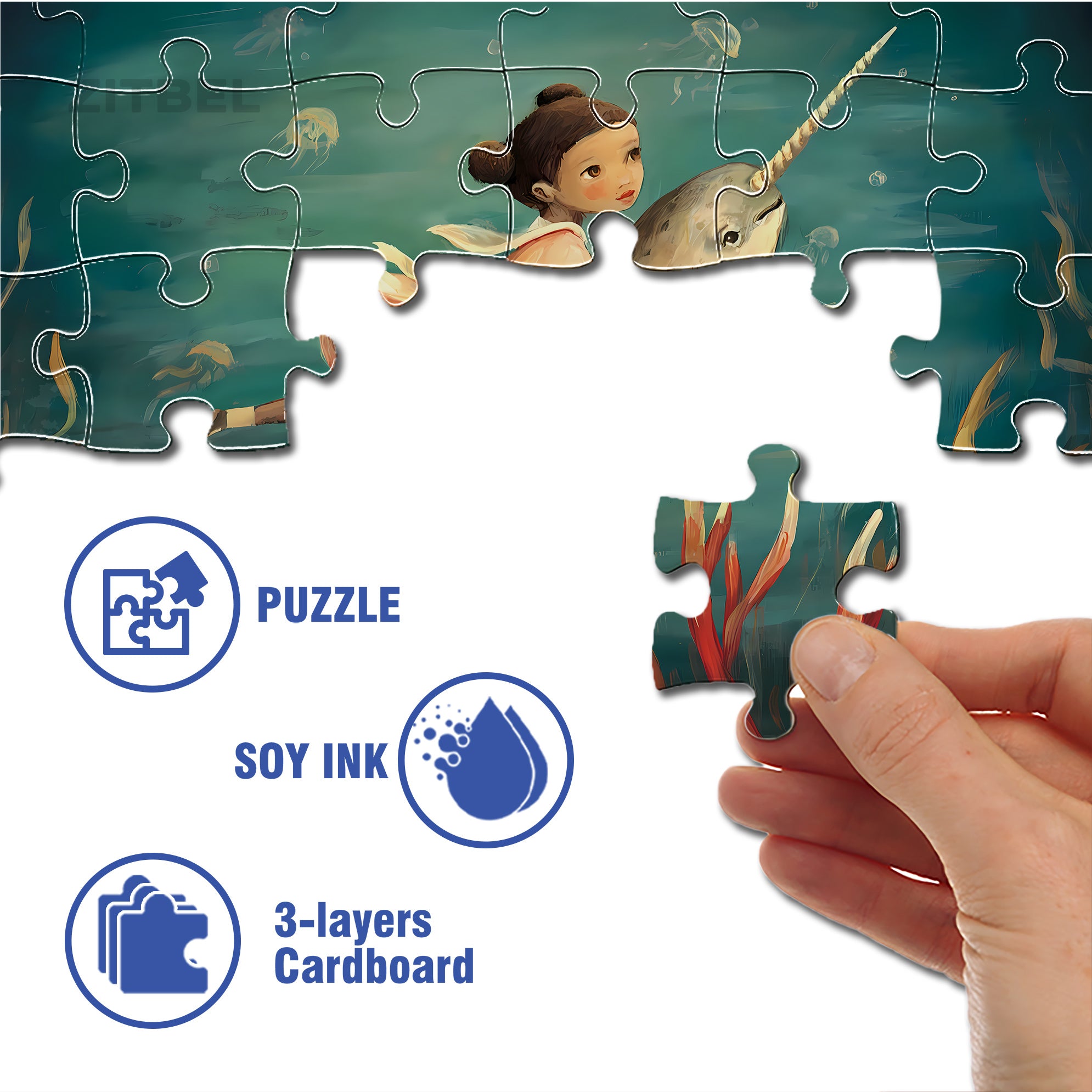 Dream Narwhal 500pcs/1000pcs Jigsaw Puzzle, Scratch-Resistant, Interactive Family Game & Brain-Boosting DIY Decor, Perfect for Halloween, Christmas & New Year Gifts, Family Puzzle Game