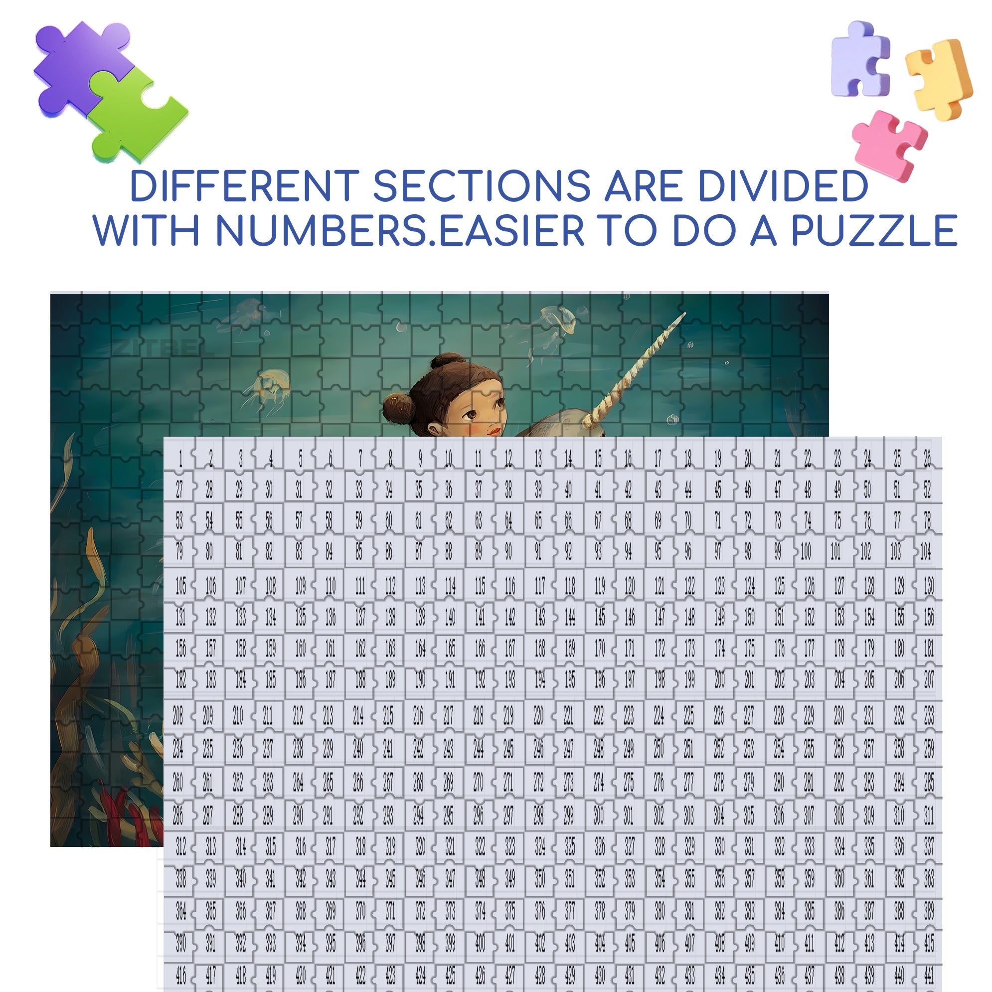 Dream Narwhal 500pcs/1000pcs Jigsaw Puzzle, Scratch-Resistant, Interactive Family Game & Brain-Boosting DIY Decor, Perfect for Halloween, Christmas & New Year Gifts, Family Puzzle Game