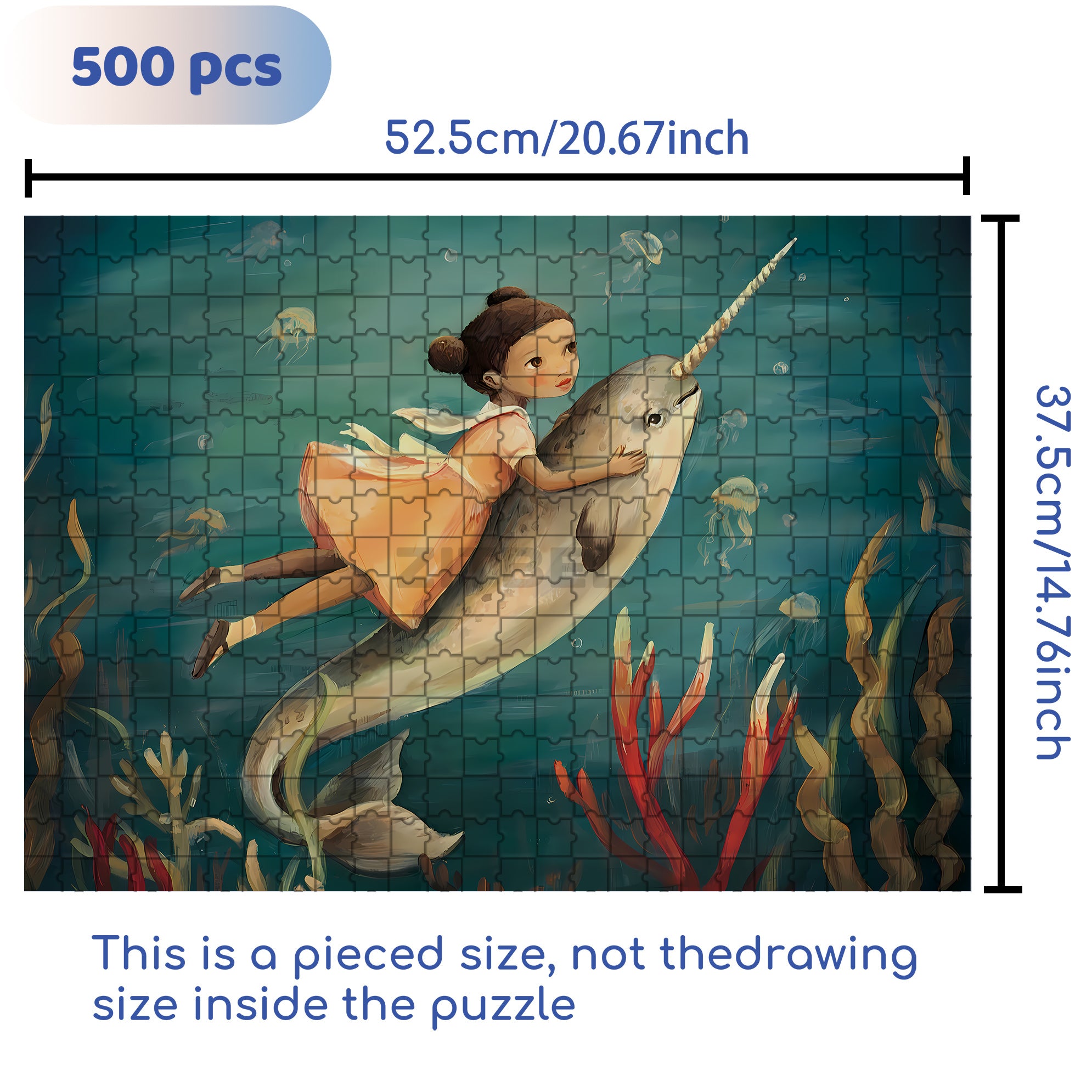 Dream Narwhal 500pcs/1000pcs Jigsaw Puzzle, Scratch-Resistant, Interactive Family Game & Brain-Boosting DIY Decor, Perfect for Halloween, Christmas & New Year Gifts, Family Puzzle Game