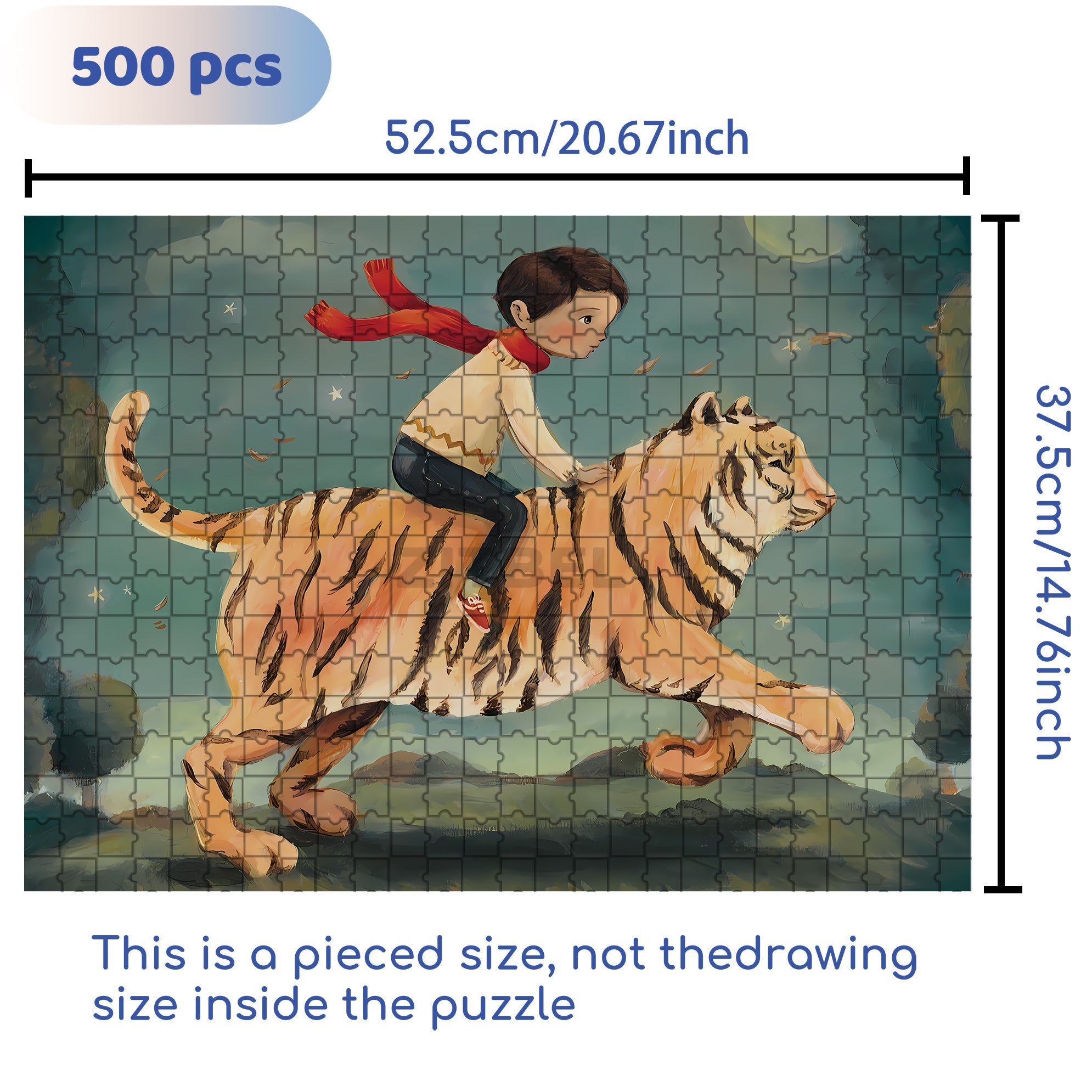 Dream Tiger 500pcs/1000pcs Jigsaw Puzzle, Scratch-Resistant, Interactive Family Game & Brain-Boosting DIY Decor, Perfect for Halloween, Christmas & New Year Gifts, Family Puzzle Game