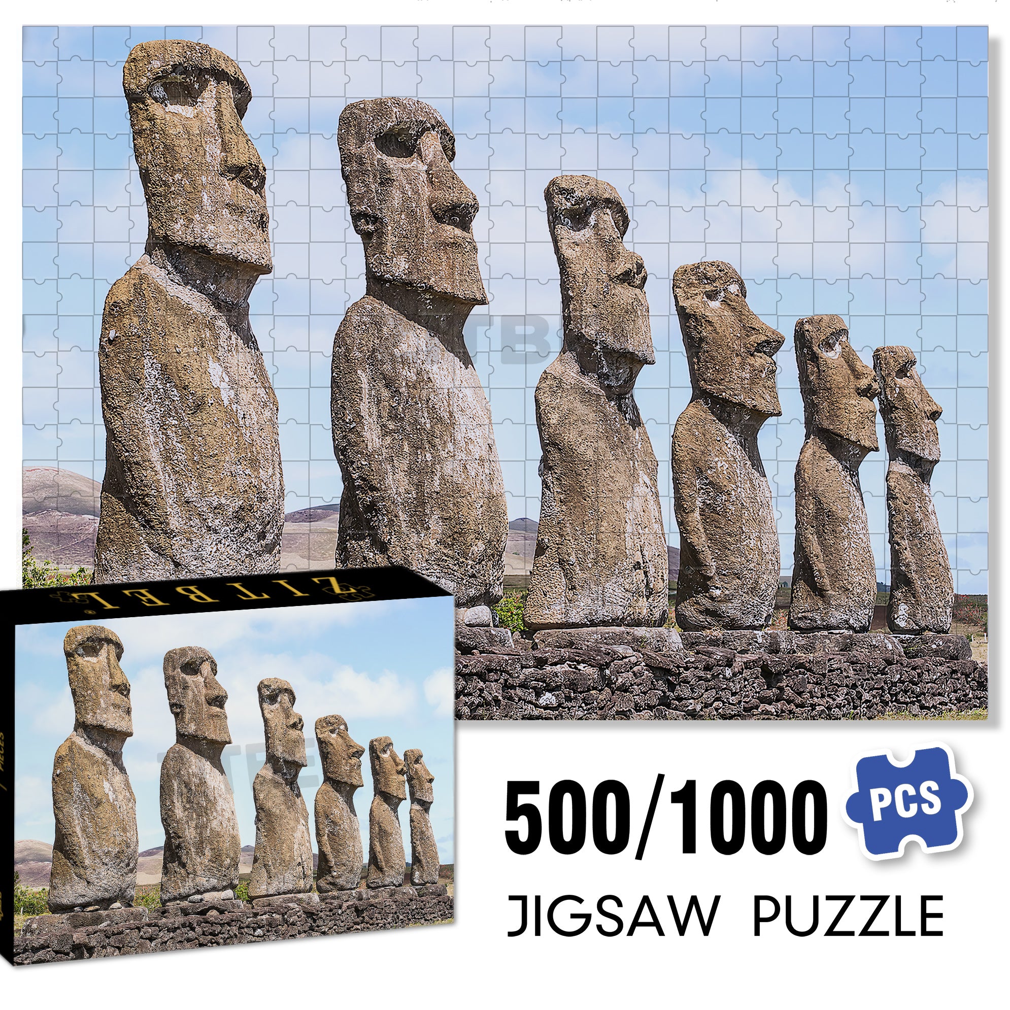 Easter Island 500pcs/1000pcs Jigsaw Puzzle, Scratch-Resistant, Interactive Family Game & Brain-Boosting DIY Decor, Perfect for Halloween, Christmas & New Year Gifts, Family Puzzle Game