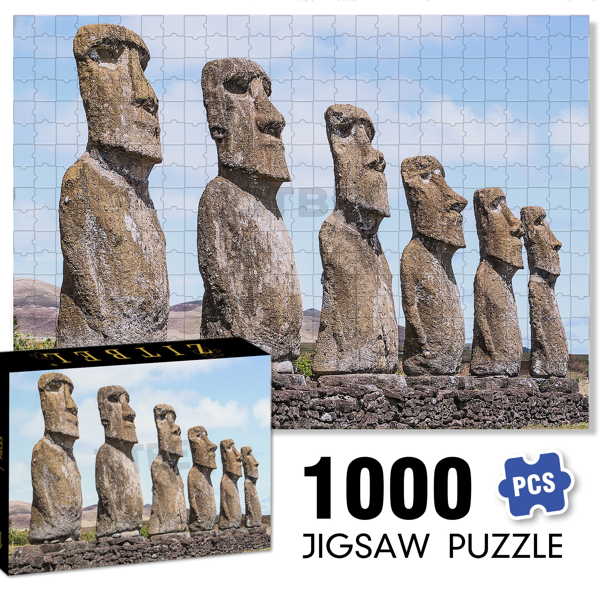 Easter Island 500pcs/1000pcs Jigsaw Puzzle, Scratch-Resistant, Interactive Family Game & Brain-Boosting DIY Decor, Perfect for Halloween, Christmas & New Year Gifts, Family Puzzle Game