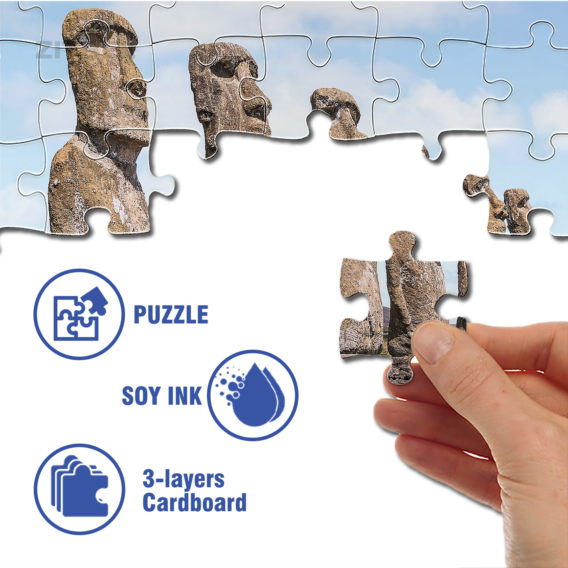 Easter Island 500pcs/1000pcs Jigsaw Puzzle, Scratch-Resistant, Interactive Family Game & Brain-Boosting DIY Decor, Perfect for Halloween, Christmas & New Year Gifts, Family Puzzle Game