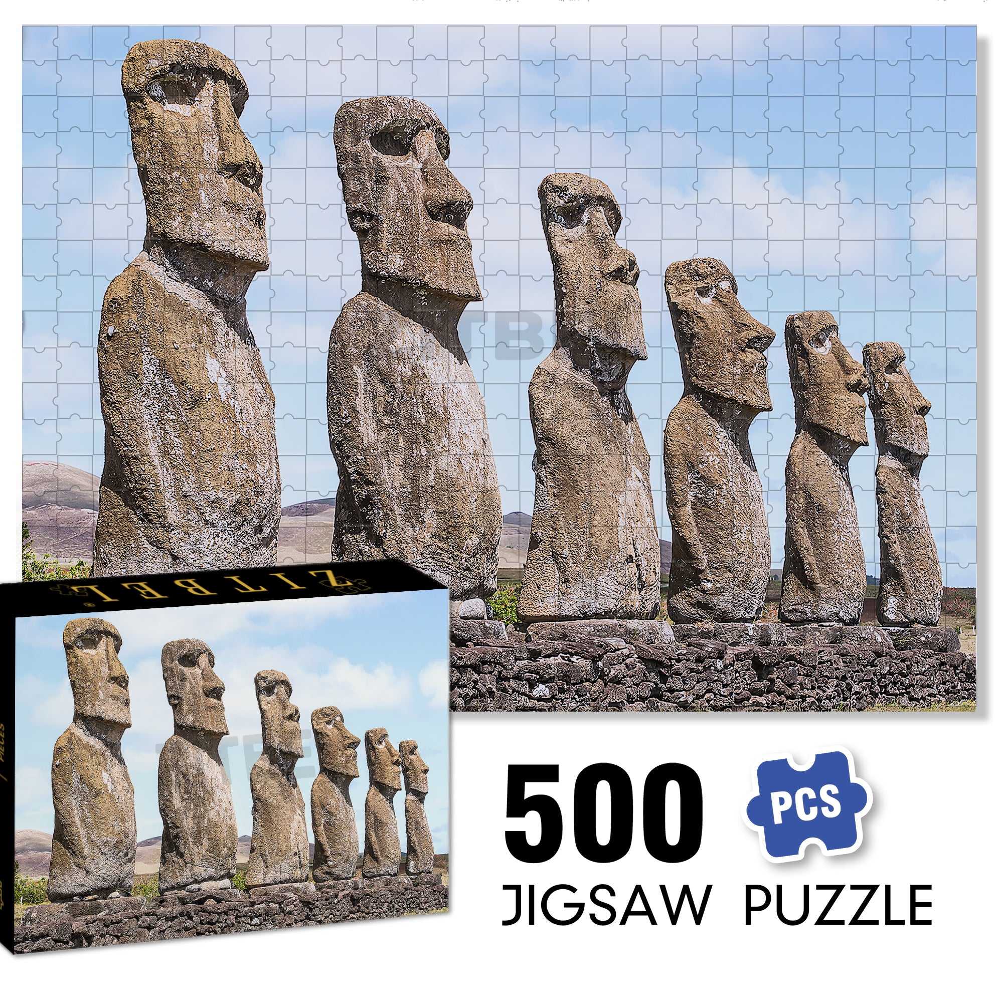 Easter Island 500pcs/1000pcs Jigsaw Puzzle, Scratch-Resistant, Interactive Family Game & Brain-Boosting DIY Decor, Perfect for Halloween, Christmas & New Year Gifts, Family Puzzle Game