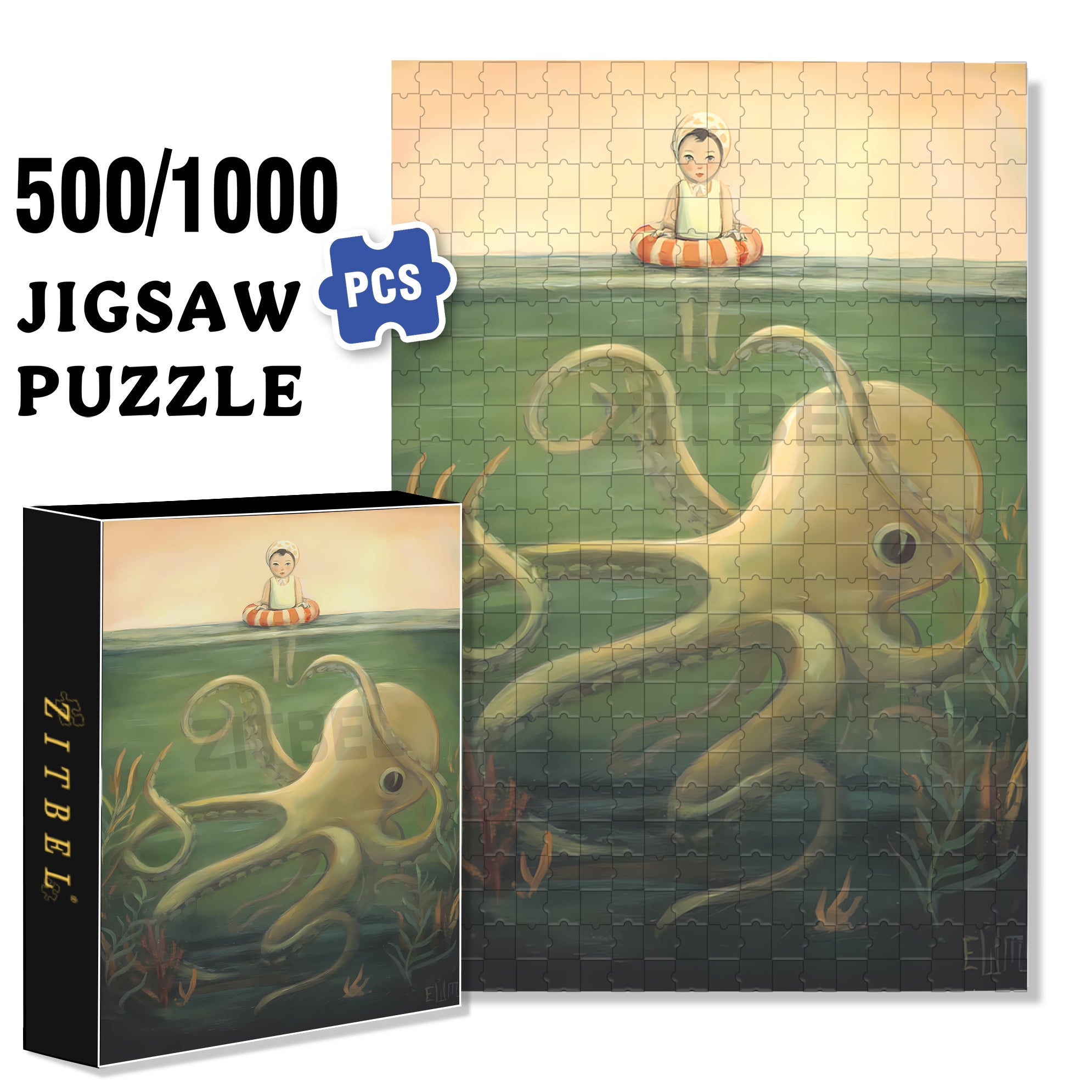 Eight Arms for You 500pcs/1000pcs Jigsaw Puzzle, Scratch-Resistant, Interactive Family Game & Brain-Boosting DIY Decor, Perfect for Halloween, Christmas & New Year Gifts, Family Puzzle Game