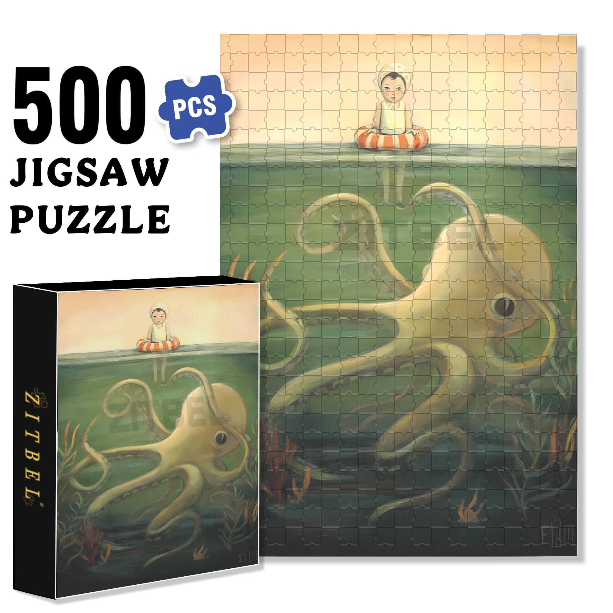 Eight Arms for You 500pcs/1000pcs Jigsaw Puzzle, Scratch-Resistant, Interactive Family Game & Brain-Boosting DIY Decor, Perfect for Halloween, Christmas & New Year Gifts, Family Puzzle Game
