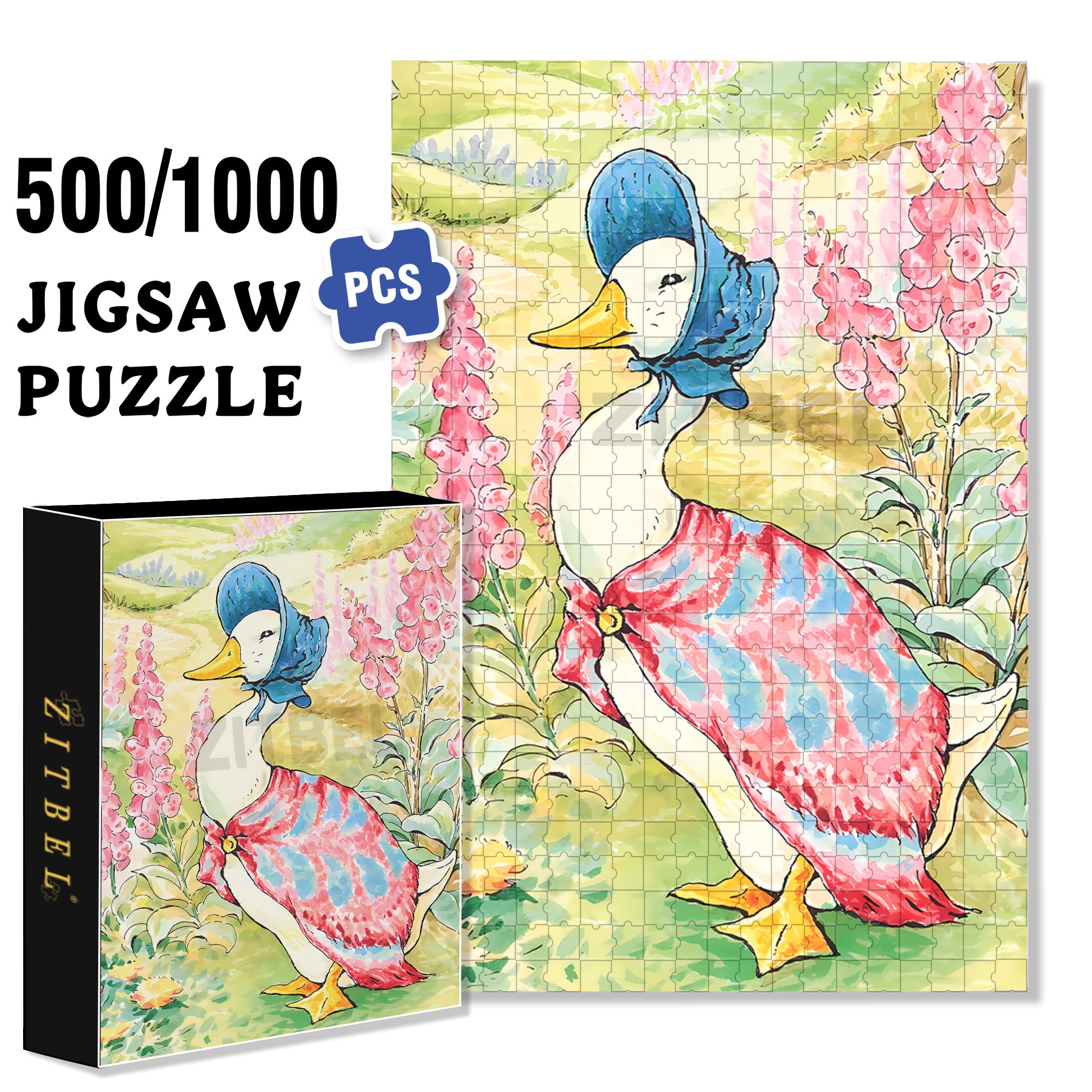 Jemima Puddle-Duck 500pcs/1000pcs Jigsaw Puzzle, Scratch-Resistant, Interactive Family Game & Brain-Boosting DIY Decor, Perfect for Halloween, Christmas & New Year Gifts, Family Puzzle Game