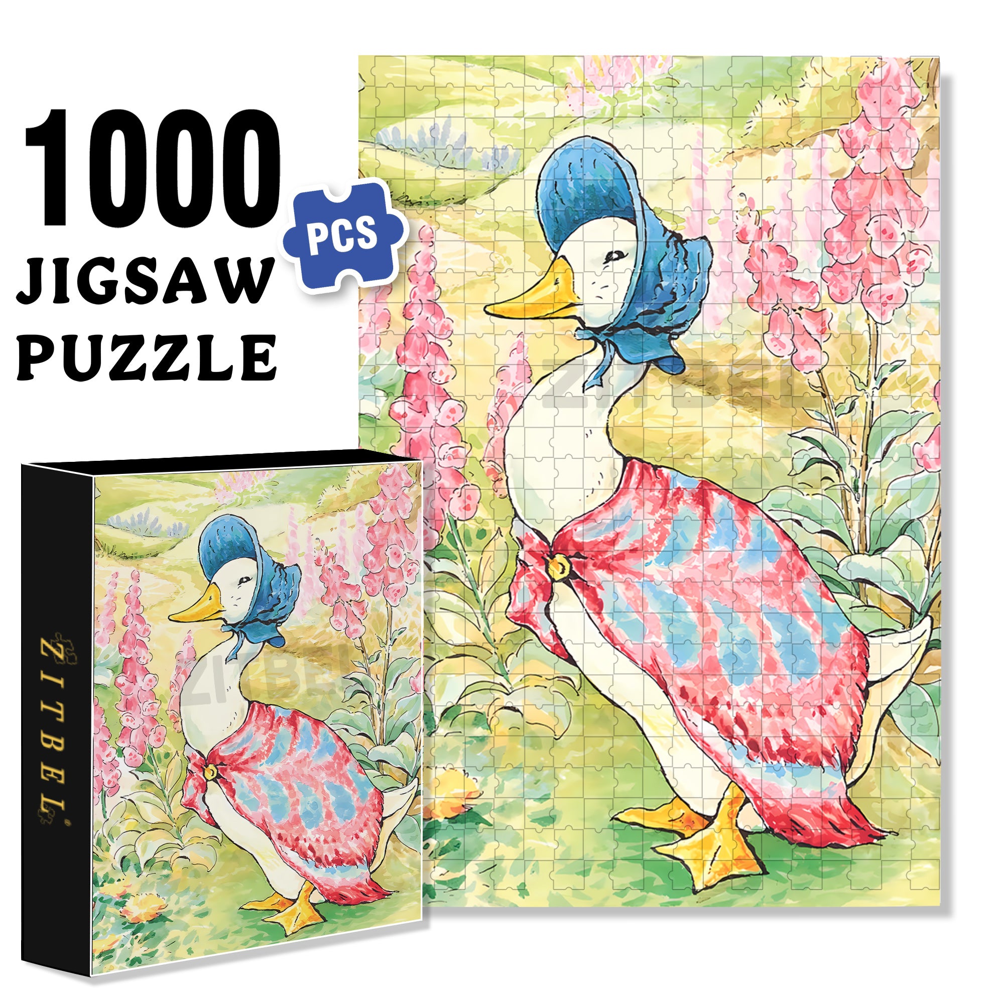 Jemima Puddle-Duck 500pcs/1000pcs Jigsaw Puzzle, Scratch-Resistant, Interactive Family Game & Brain-Boosting DIY Decor, Perfect for Halloween, Christmas & New Year Gifts, Family Puzzle Game