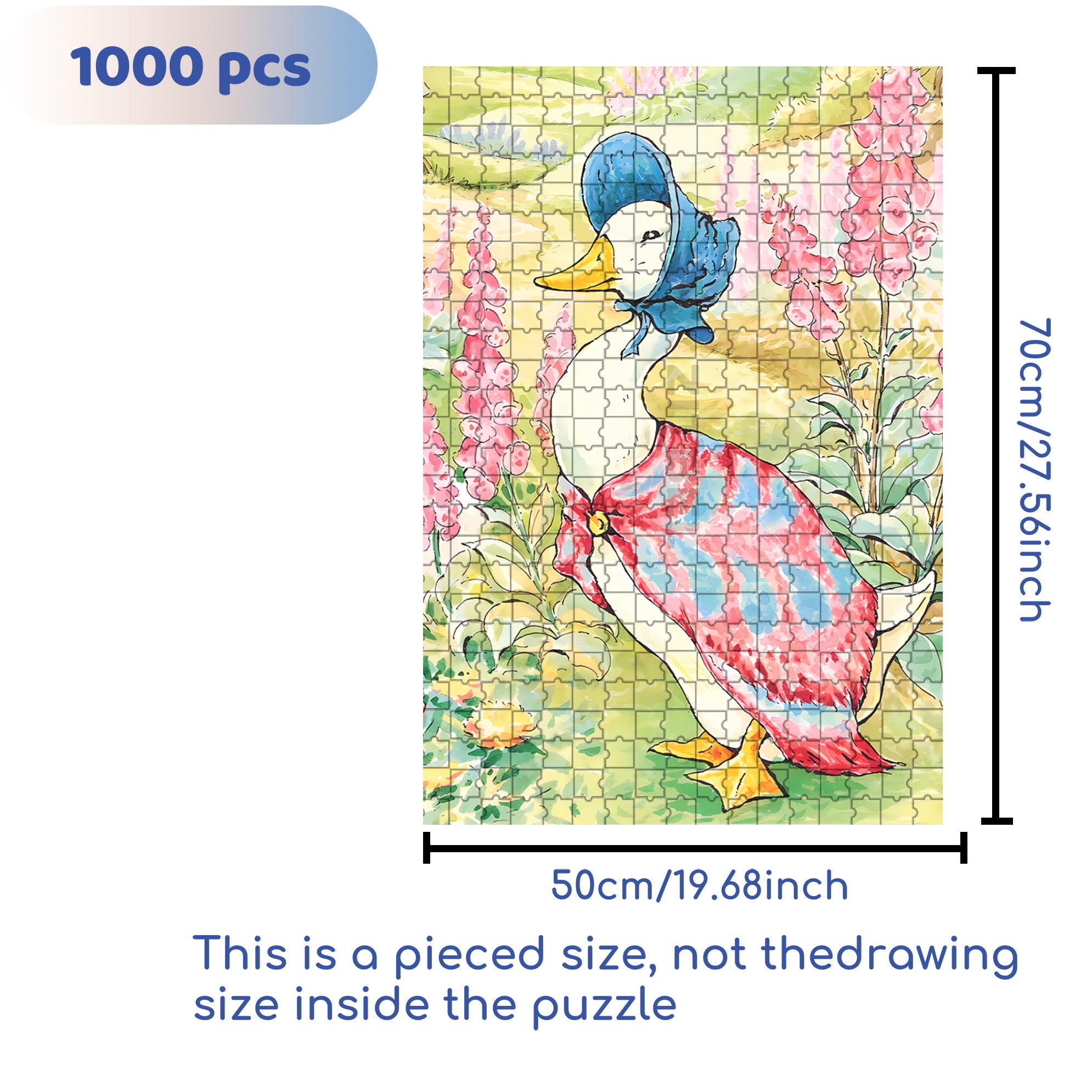 Jemima Puddle-Duck 500pcs/1000pcs Jigsaw Puzzle, Scratch-Resistant, Interactive Family Game & Brain-Boosting DIY Decor, Perfect for Halloween, Christmas & New Year Gifts, Family Puzzle Game