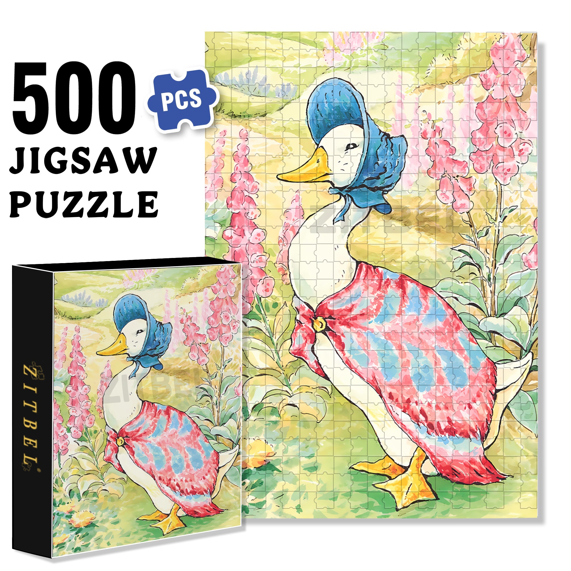 Jemima Puddle-Duck 500pcs/1000pcs Jigsaw Puzzle, Scratch-Resistant, Interactive Family Game & Brain-Boosting DIY Decor, Perfect for Halloween, Christmas & New Year Gifts, Family Puzzle Game