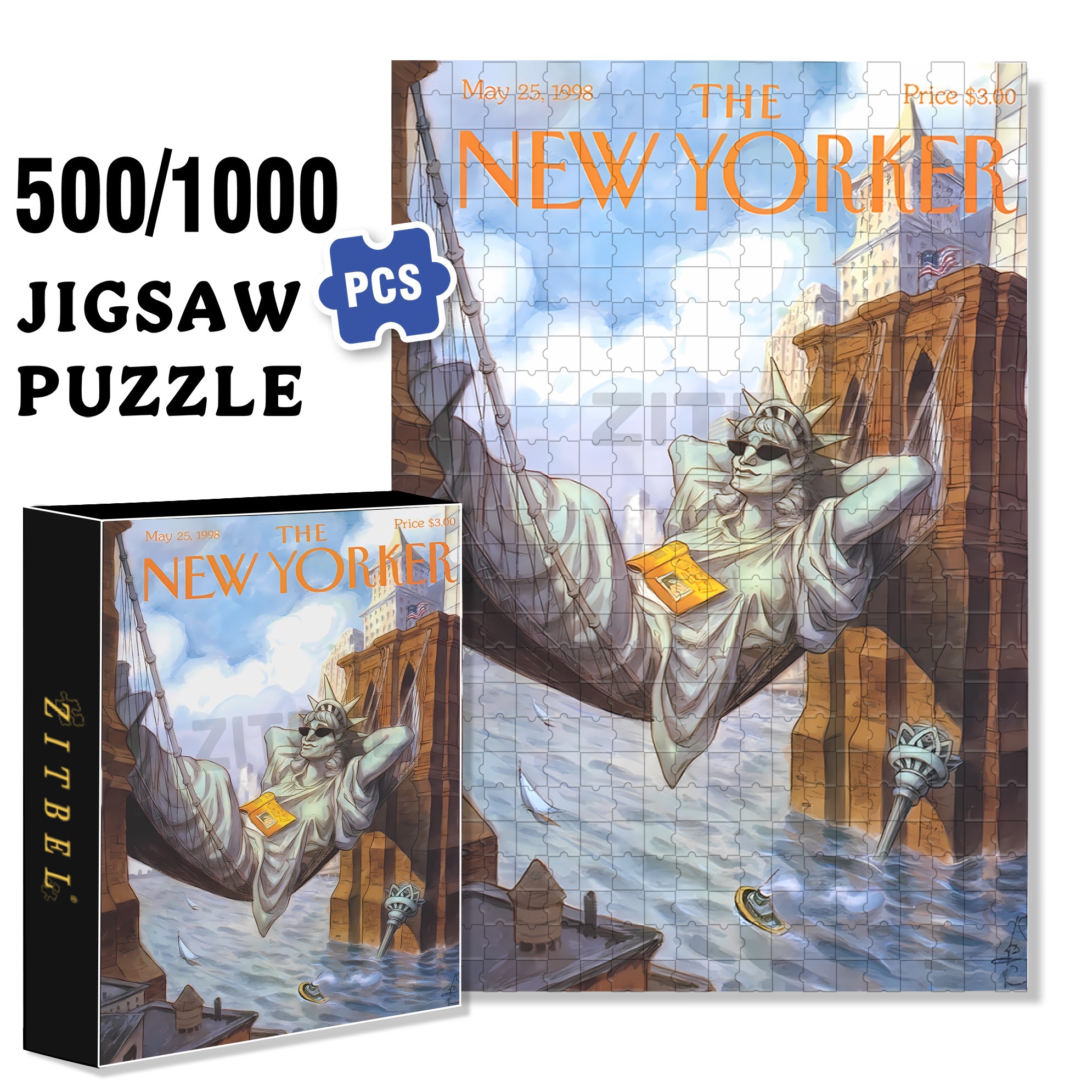 Liberty 500pcs/1000pcs Jigsaw Puzzle, Scratch-Resistant, Interactive Family Game & Brain-Boosting DIY Decor, Perfect for Halloween, Christmas & New Year Gifts, Family Puzzle Game