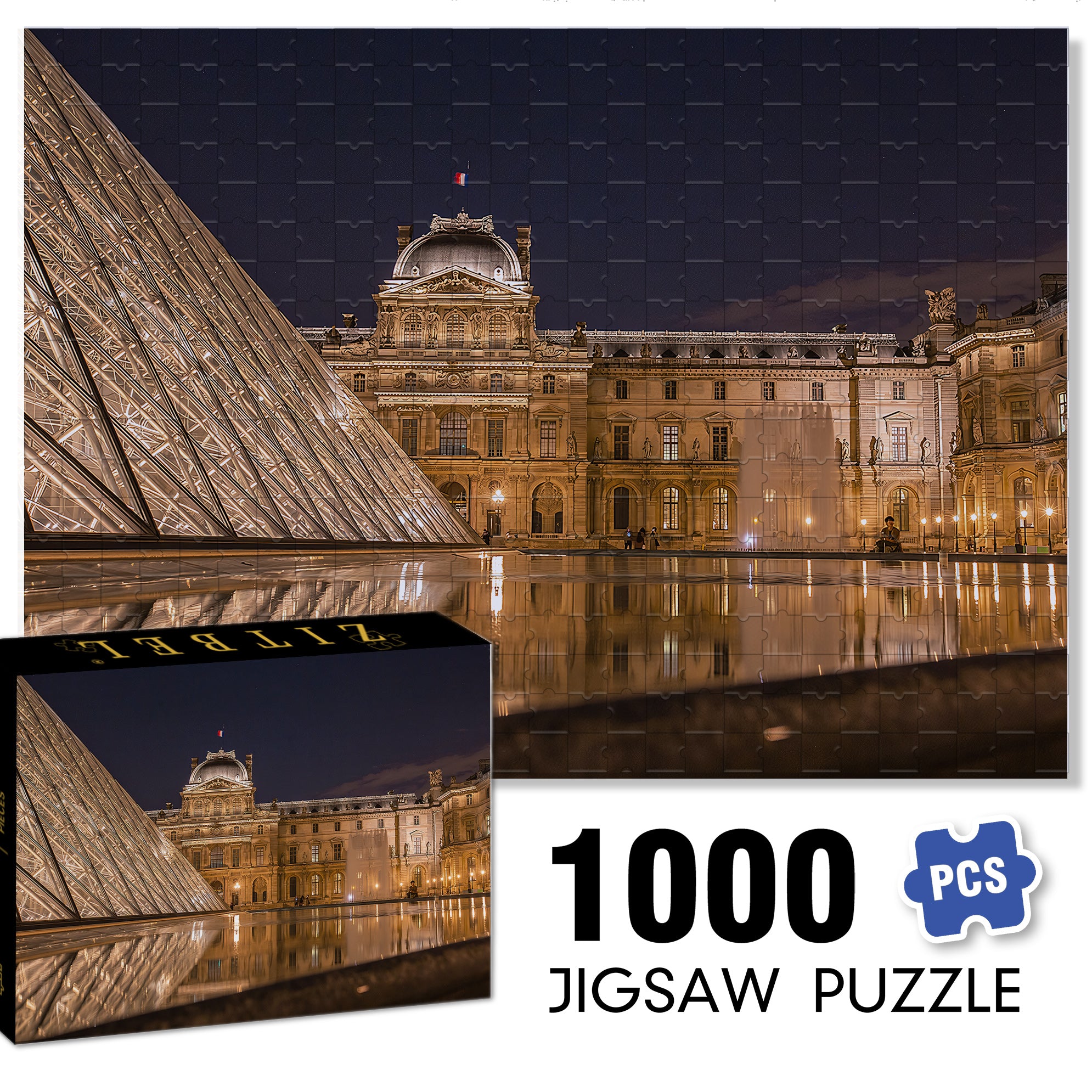 Louvre Museum, France 500pcs/1000pcs Jigsaw Puzzle, Scratch-Resistant, Interactive Family Game & Brain-Boosting DIY Decor, Perfect for Halloween, Christmas & New Year Gifts, Family Puzzle Game