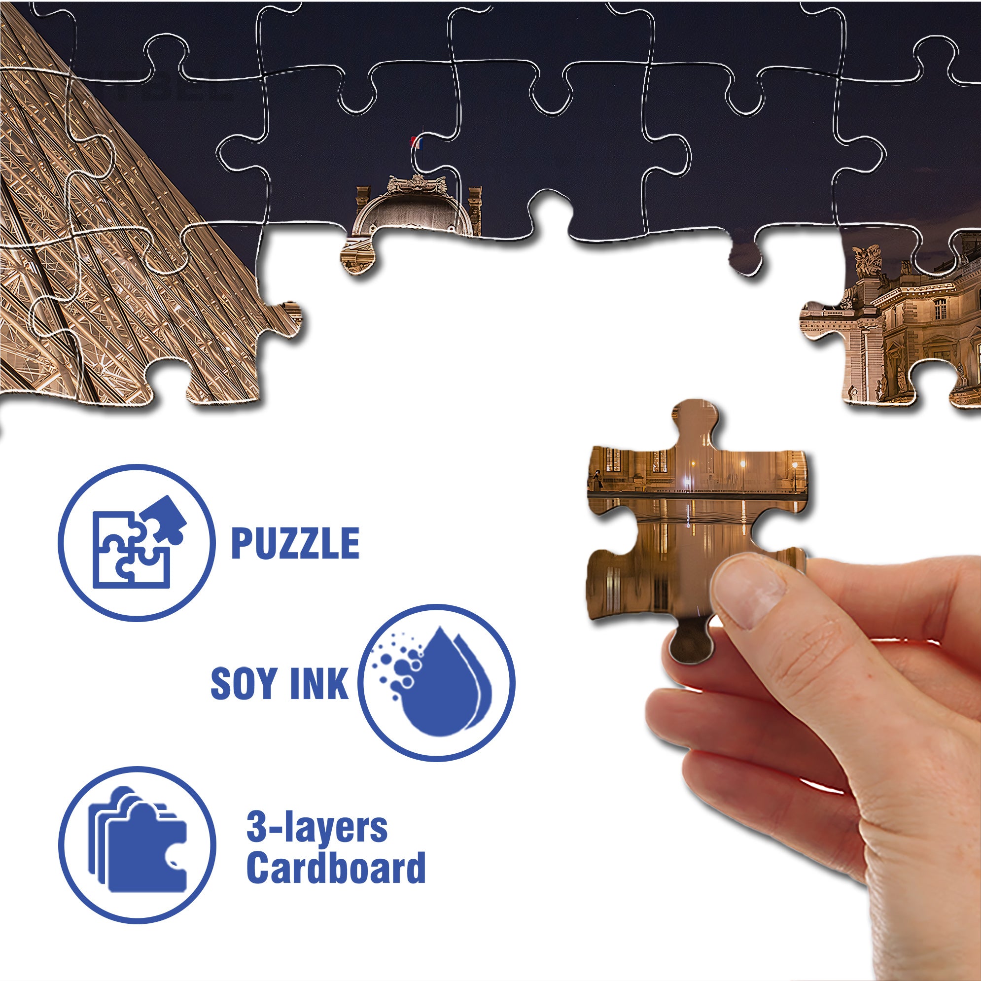 Louvre Museum, France 500pcs/1000pcs Jigsaw Puzzle, Scratch-Resistant, Interactive Family Game & Brain-Boosting DIY Decor, Perfect for Halloween, Christmas & New Year Gifts, Family Puzzle Game