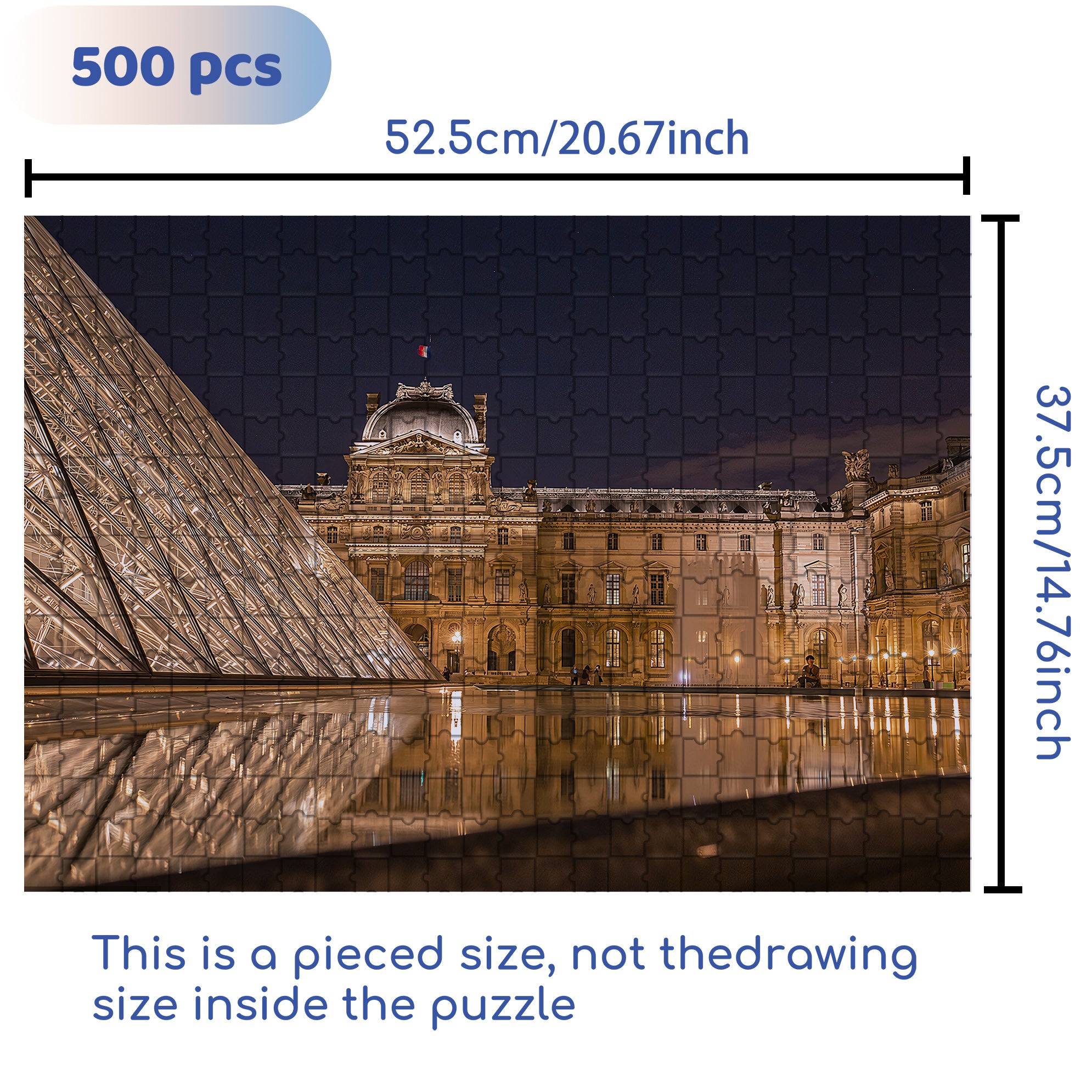 Louvre Museum, France 500pcs/1000pcs Jigsaw Puzzle, Scratch-Resistant, Interactive Family Game & Brain-Boosting DIY Decor, Perfect for Halloween, Christmas & New Year Gifts, Family Puzzle Game