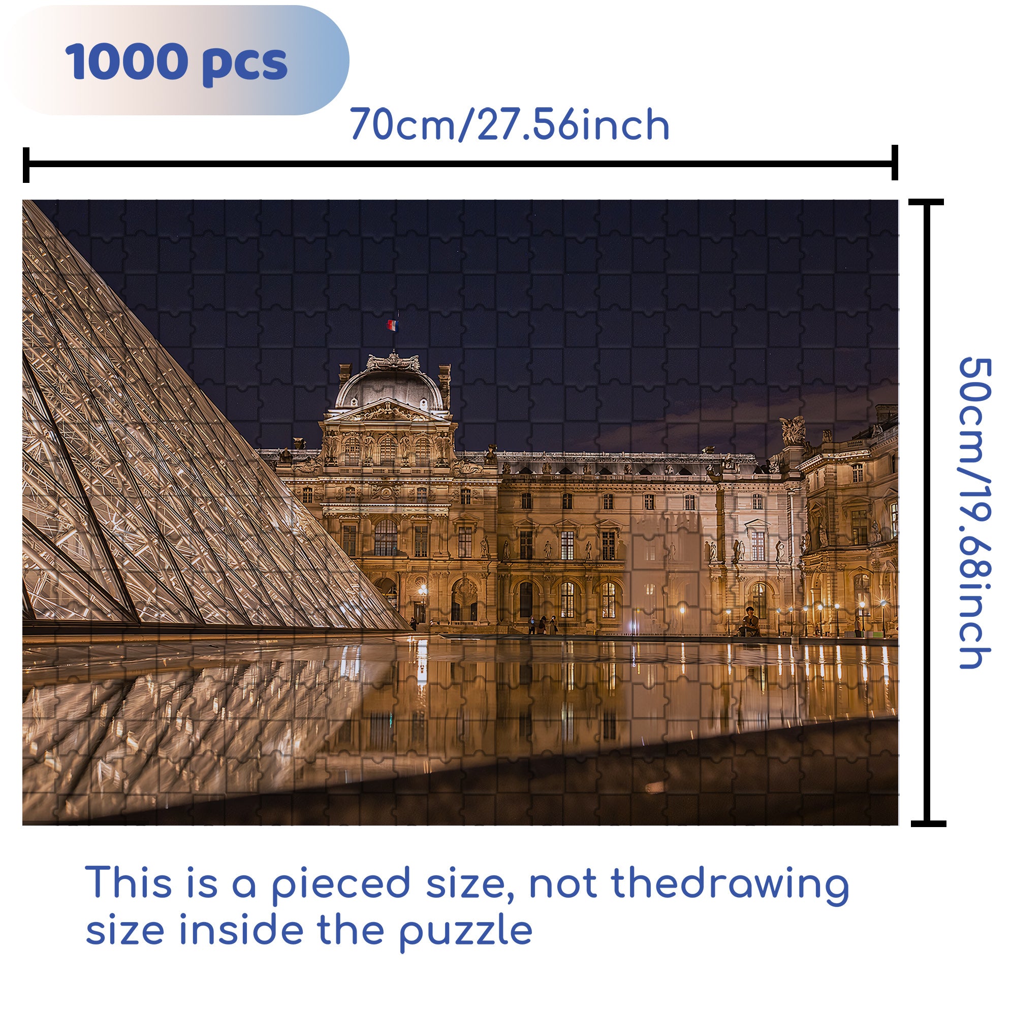 Louvre Museum, France 500pcs/1000pcs Jigsaw Puzzle, Scratch-Resistant, Interactive Family Game & Brain-Boosting DIY Decor, Perfect for Halloween, Christmas & New Year Gifts, Family Puzzle Game