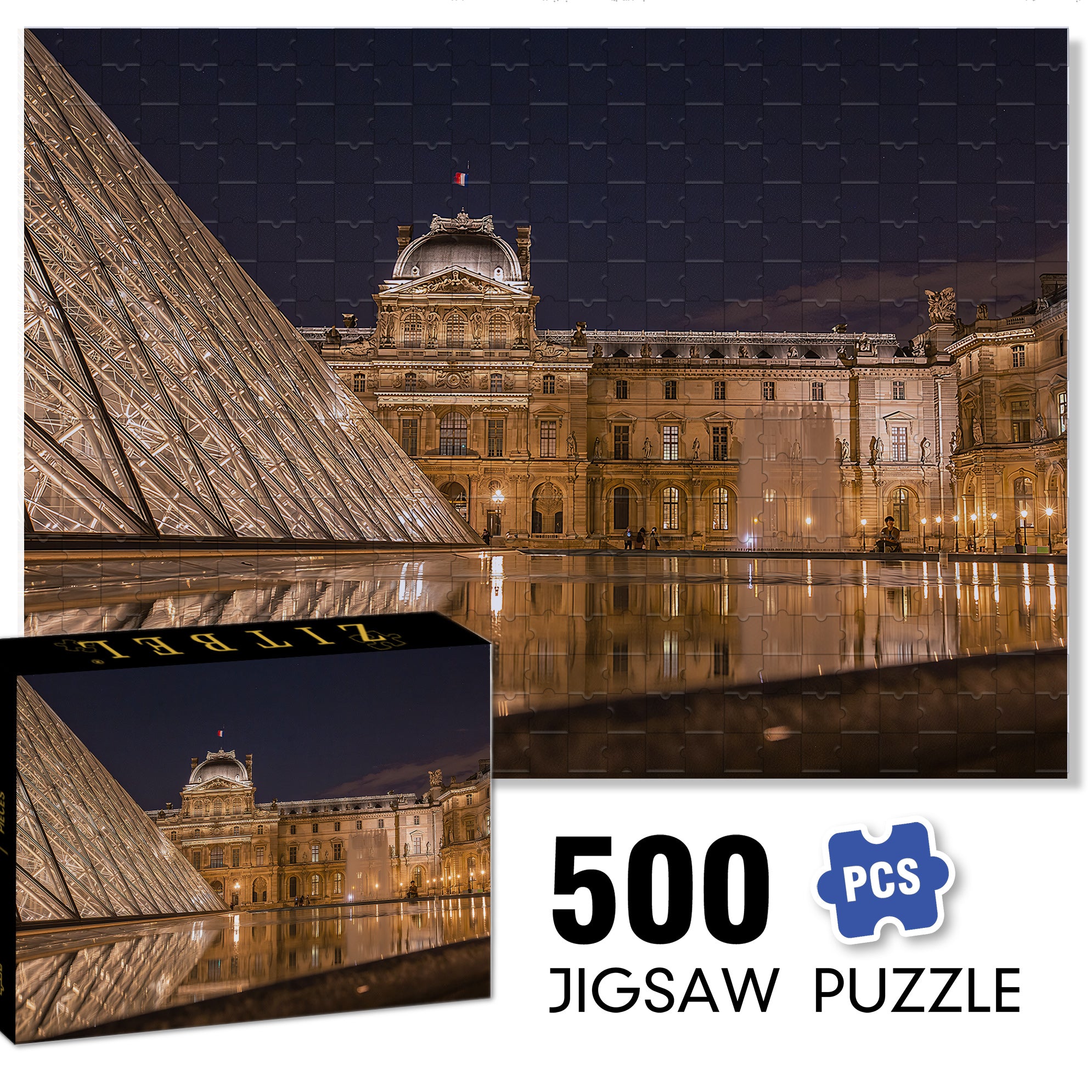 Louvre Museum, France 500pcs/1000pcs Jigsaw Puzzle, Scratch-Resistant, Interactive Family Game & Brain-Boosting DIY Decor, Perfect for Halloween, Christmas & New Year Gifts, Family Puzzle Game