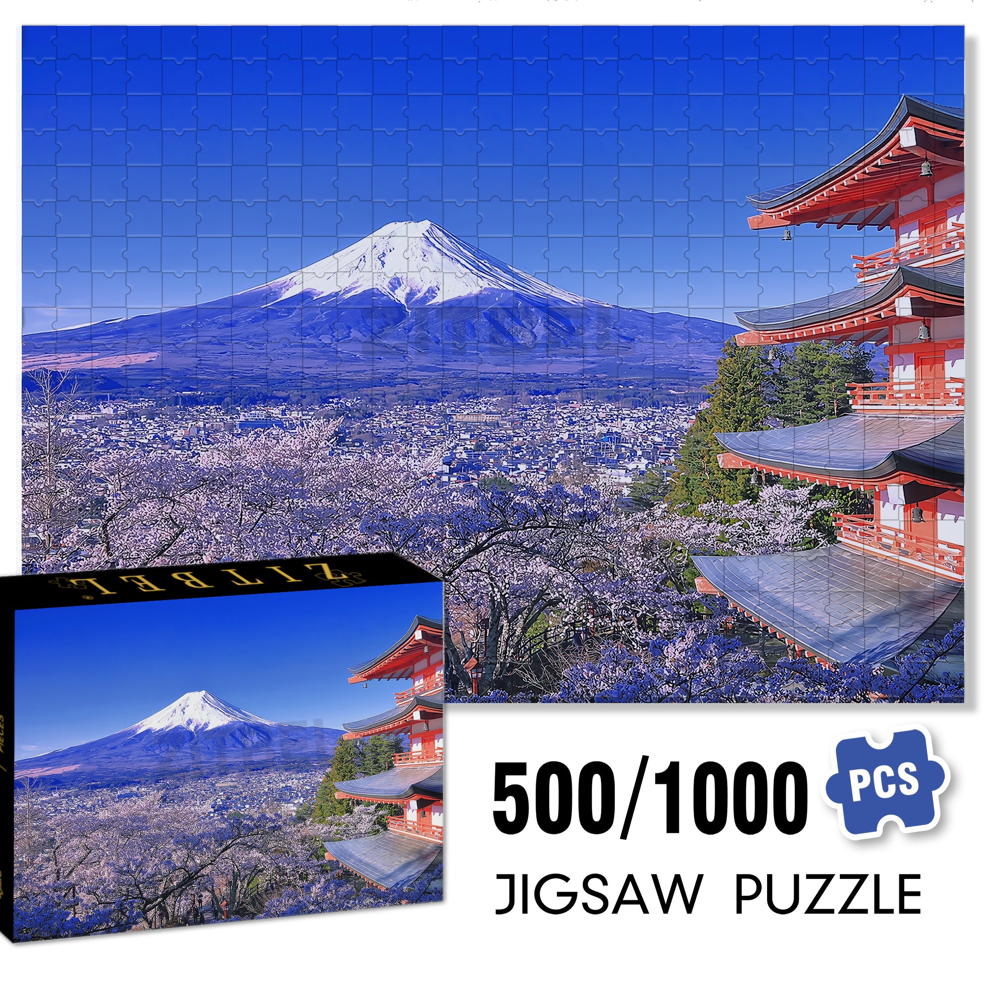 Mount Fuji 500pcs/1000pcs Jigsaw Puzzle, Scratch-Resistant, Interactive Family Game & Brain-Boosting DIY Decor, Perfect for Halloween, Christmas & New Year Gifts, Family Puzzle Game