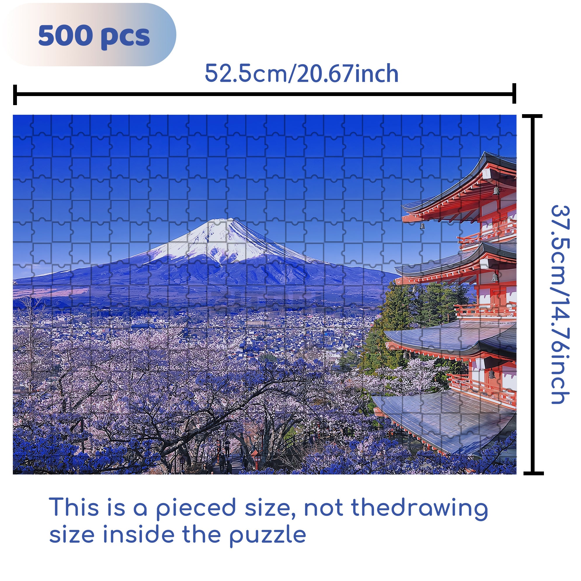 Mount Fuji 500pcs/1000pcs Jigsaw Puzzle, Scratch-Resistant, Interactive Family Game & Brain-Boosting DIY Decor, Perfect for Halloween, Christmas & New Year Gifts, Family Puzzle Game