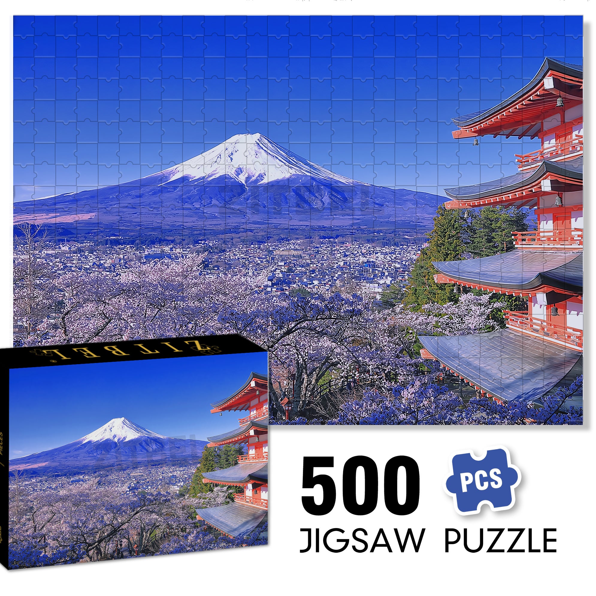 Mount Fuji 500pcs/1000pcs Jigsaw Puzzle, Scratch-Resistant, Interactive Family Game & Brain-Boosting DIY Decor, Perfect for Halloween, Christmas & New Year Gifts, Family Puzzle Game