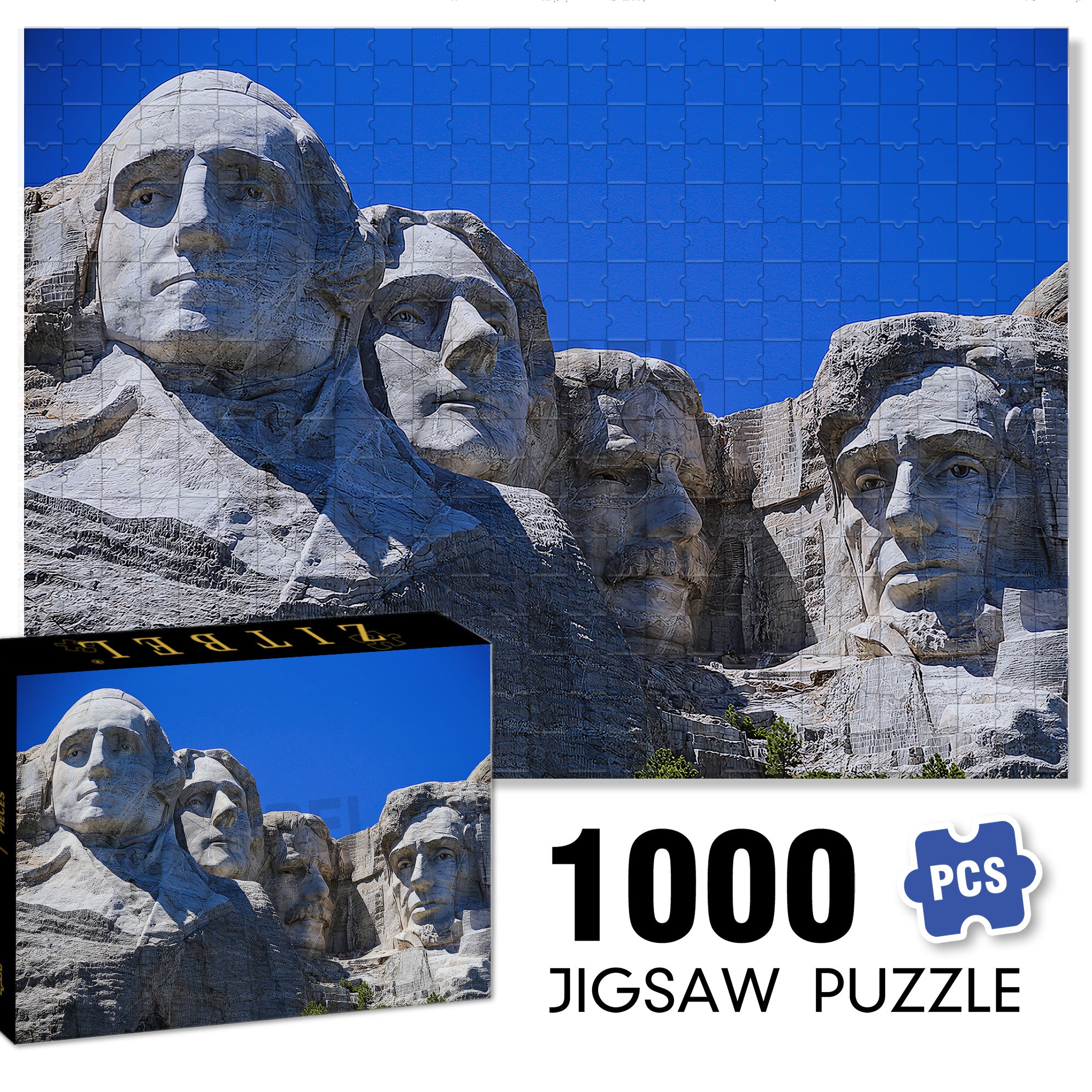 Mount Rushmore 500pcs/1000pcs Jigsaw Puzzle, Scratch-Resistant, Interactive Family Game & Brain-Boosting DIY Decor, Perfect for Halloween, Christmas & New Year Gifts, Family Puzzle Game