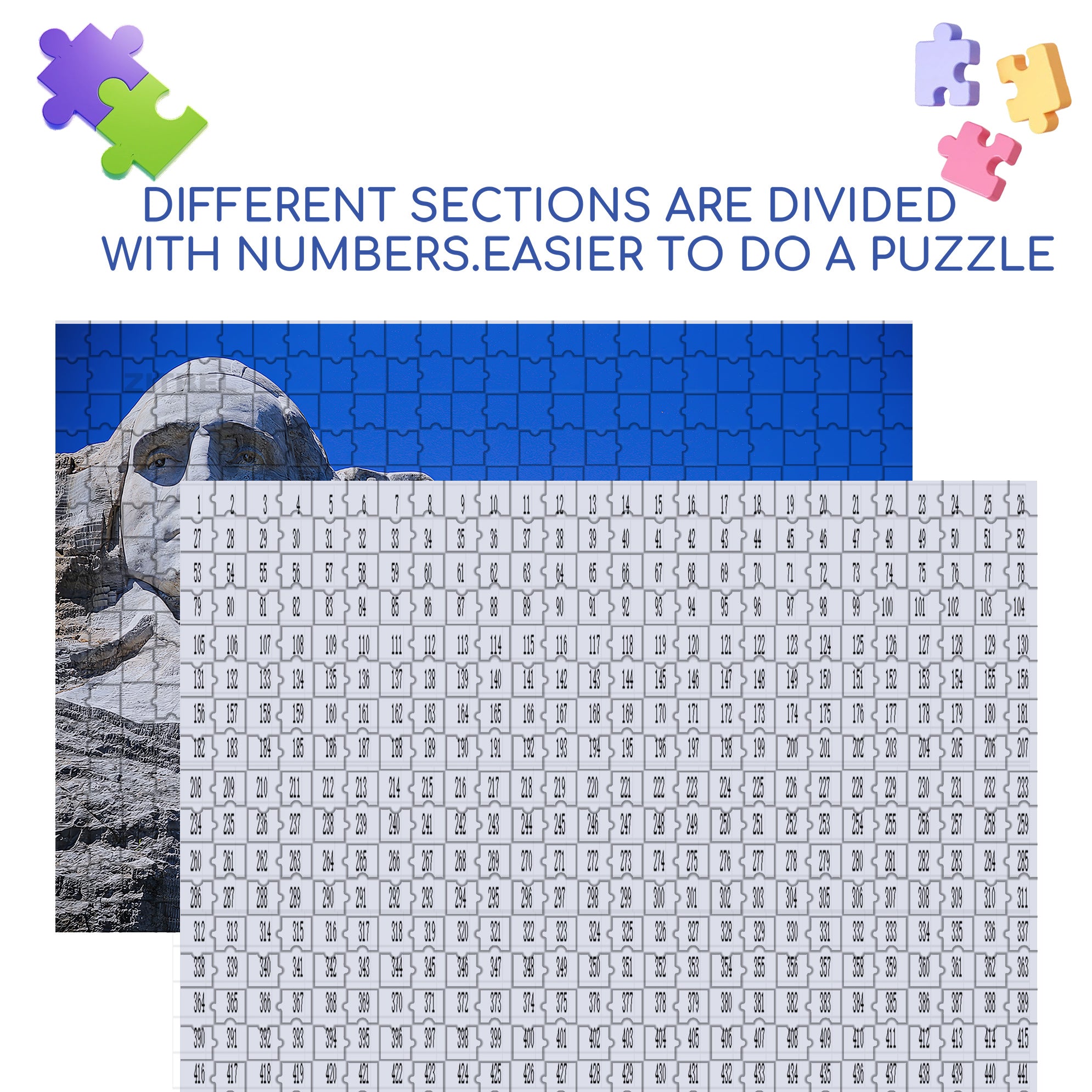 Mount Rushmore 500pcs/1000pcs Jigsaw Puzzle, Scratch-Resistant, Interactive Family Game & Brain-Boosting DIY Decor, Perfect for Halloween, Christmas & New Year Gifts, Family Puzzle Game