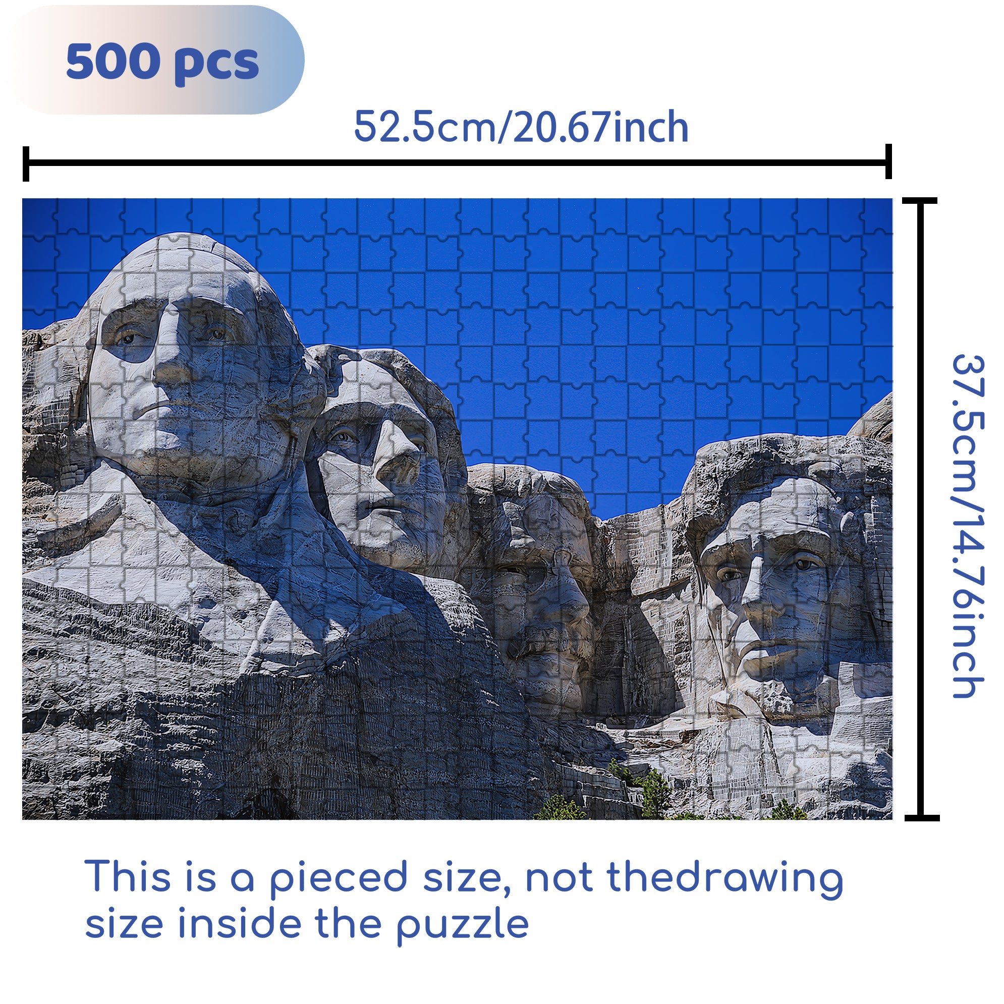Mount Rushmore 500pcs/1000pcs Jigsaw Puzzle, Scratch-Resistant, Interactive Family Game & Brain-Boosting DIY Decor, Perfect for Halloween, Christmas & New Year Gifts, Family Puzzle Game