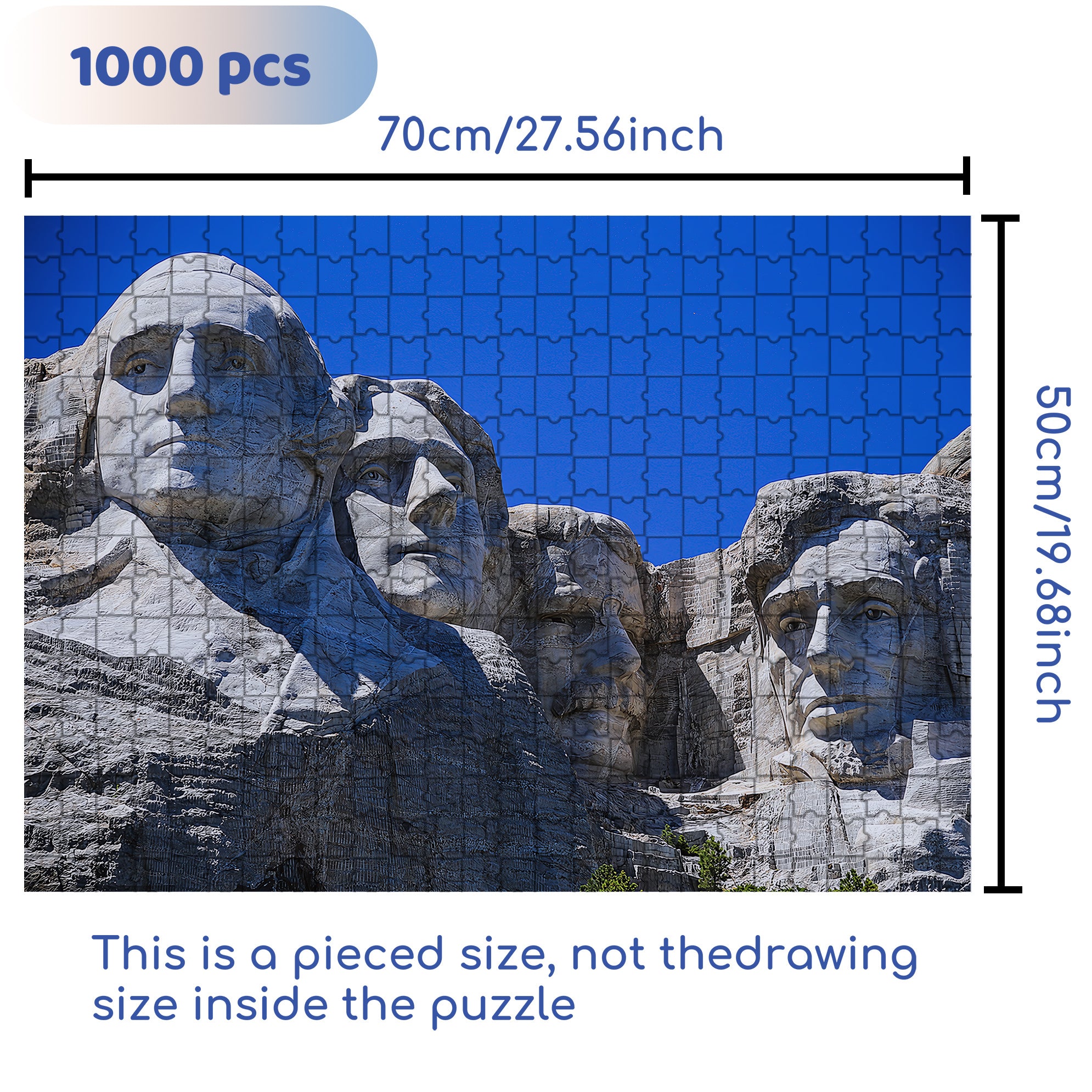 Mount Rushmore 500pcs/1000pcs Jigsaw Puzzle, Scratch-Resistant, Interactive Family Game & Brain-Boosting DIY Decor, Perfect for Halloween, Christmas & New Year Gifts, Family Puzzle Game