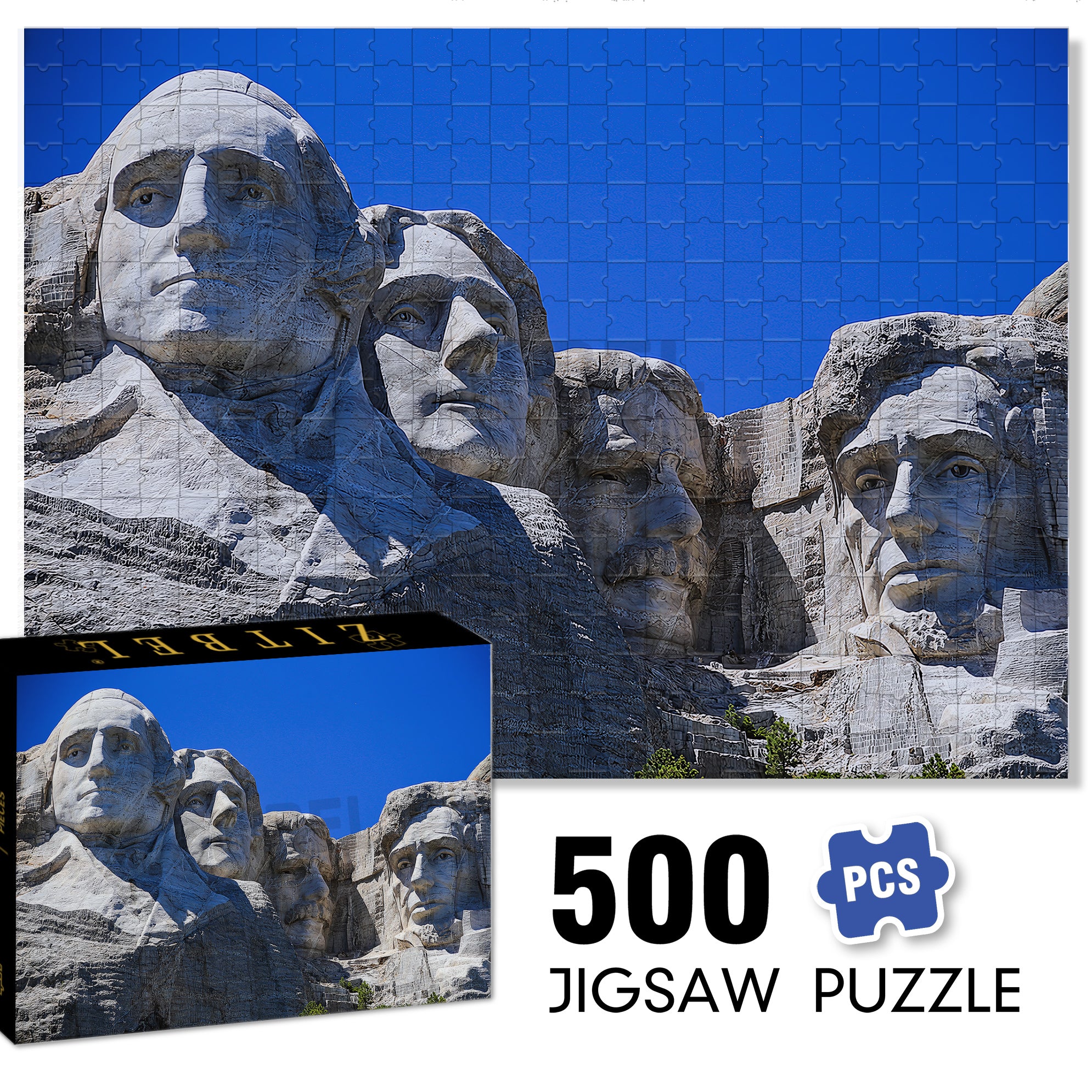 Mount Rushmore 500pcs/1000pcs Jigsaw Puzzle, Scratch-Resistant, Interactive Family Game & Brain-Boosting DIY Decor, Perfect for Halloween, Christmas & New Year Gifts, Family Puzzle Game
