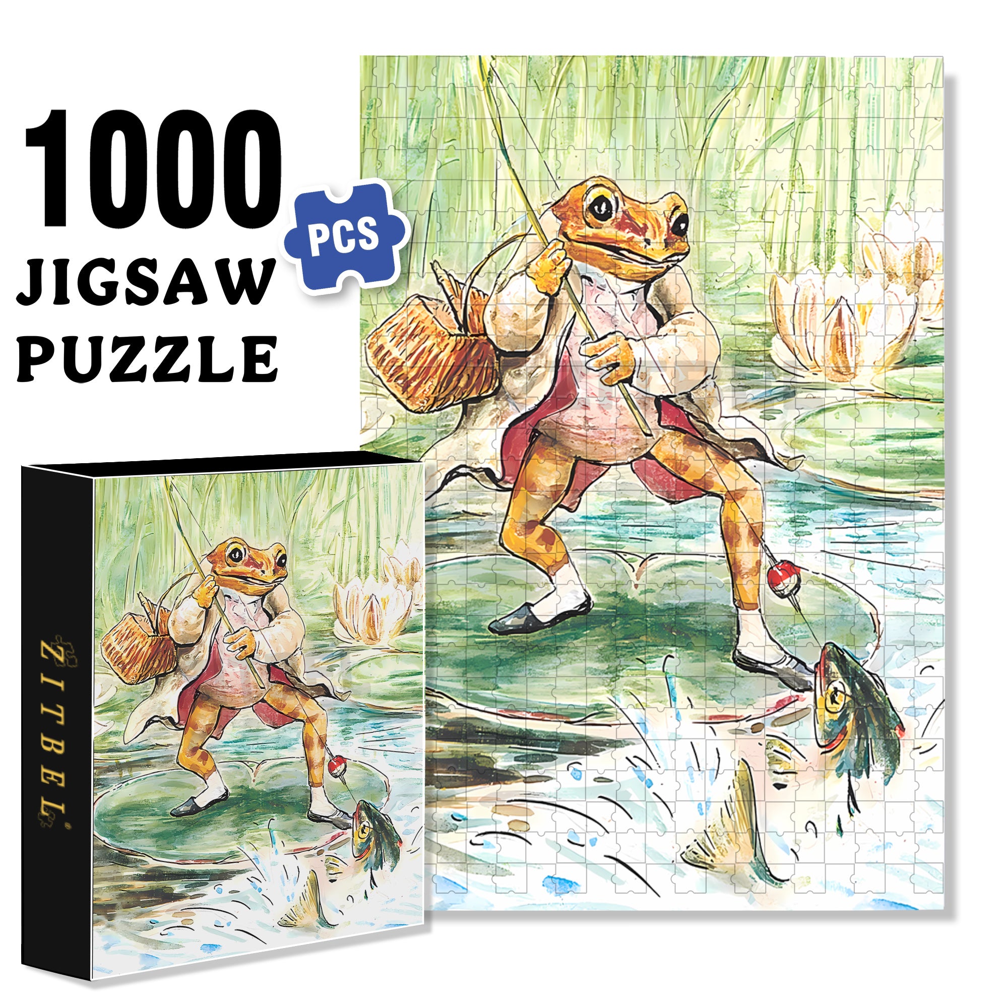 Mr. Jeremy Fisher 500pcs/1000pcs Jigsaw Puzzle, Scratch-Resistant, Interactive Family Game & Brain-Boosting DIY Decor, Perfect for Halloween, Christmas & New Year Gifts, Family Puzzle Game