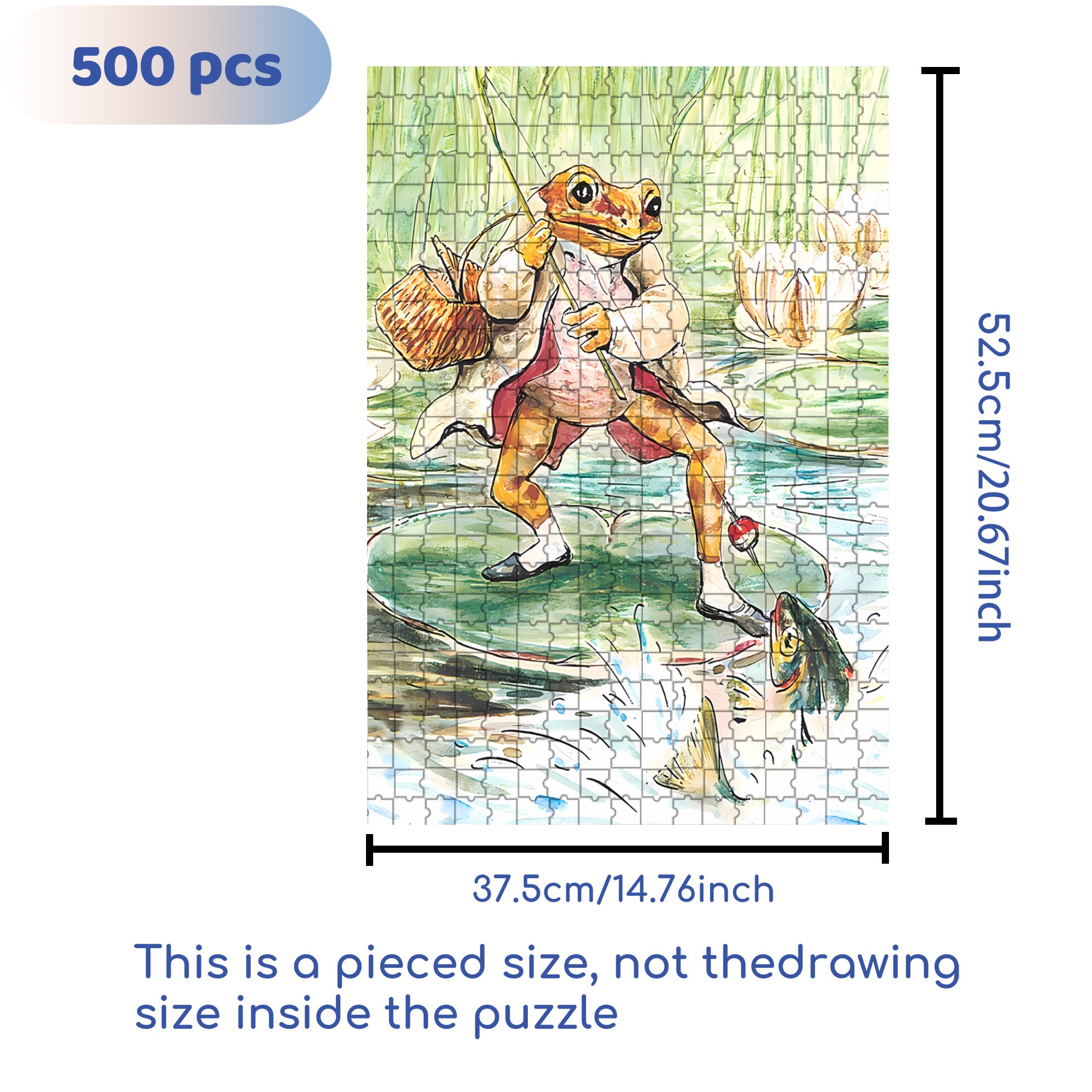 Mr. Jeremy Fisher 500pcs/1000pcs Jigsaw Puzzle, Scratch-Resistant, Interactive Family Game & Brain-Boosting DIY Decor, Perfect for Halloween, Christmas & New Year Gifts, Family Puzzle Game