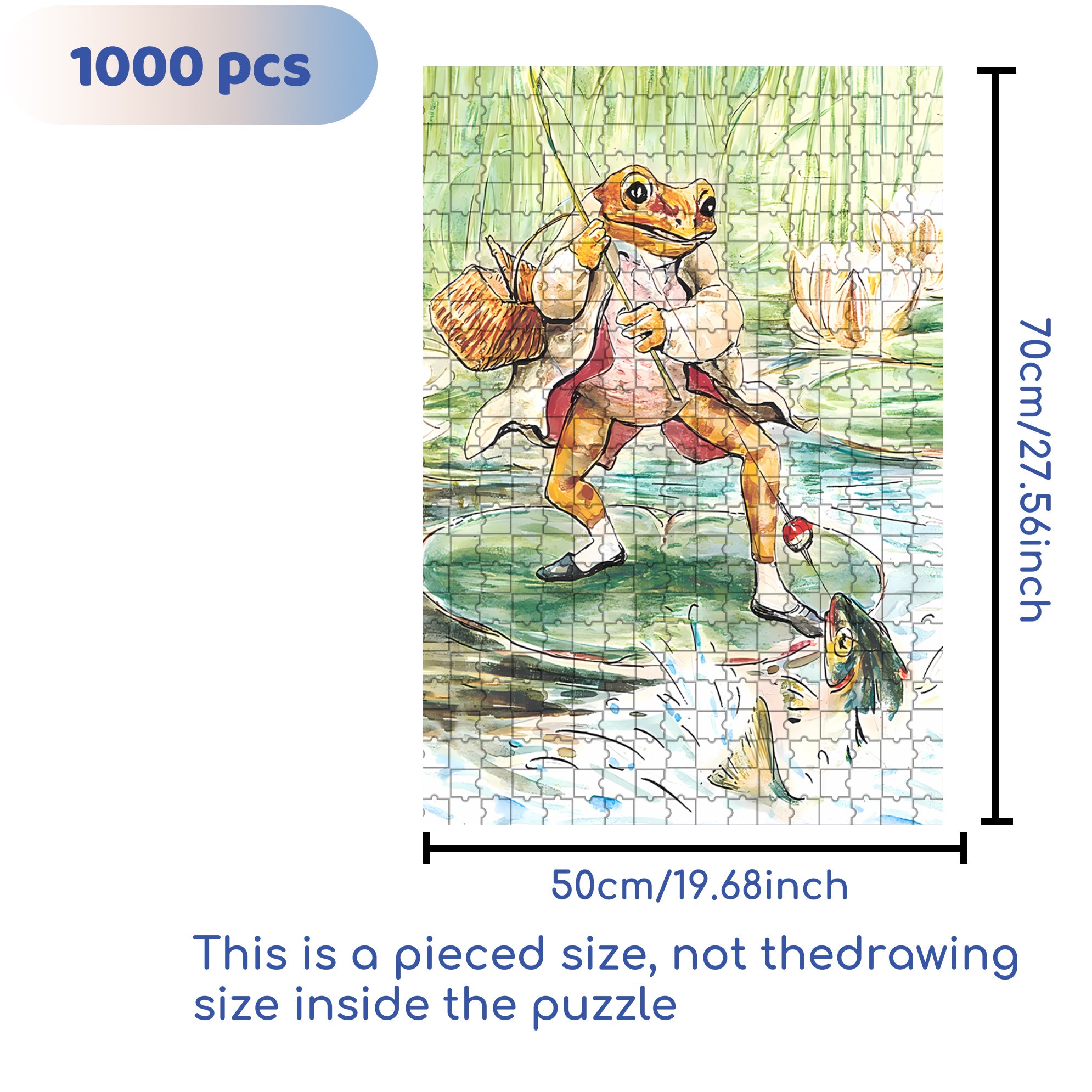 Mr. Jeremy Fisher 500pcs/1000pcs Jigsaw Puzzle, Scratch-Resistant, Interactive Family Game & Brain-Boosting DIY Decor, Perfect for Halloween, Christmas & New Year Gifts, Family Puzzle Game
