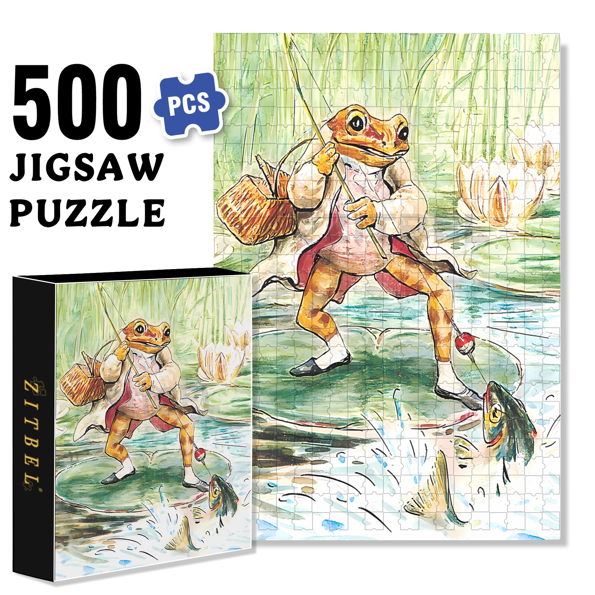 Mr. Jeremy Fisher 500pcs/1000pcs Jigsaw Puzzle, Scratch-Resistant, Interactive Family Game & Brain-Boosting DIY Decor, Perfect for Halloween, Christmas & New Year Gifts, Family Puzzle Game