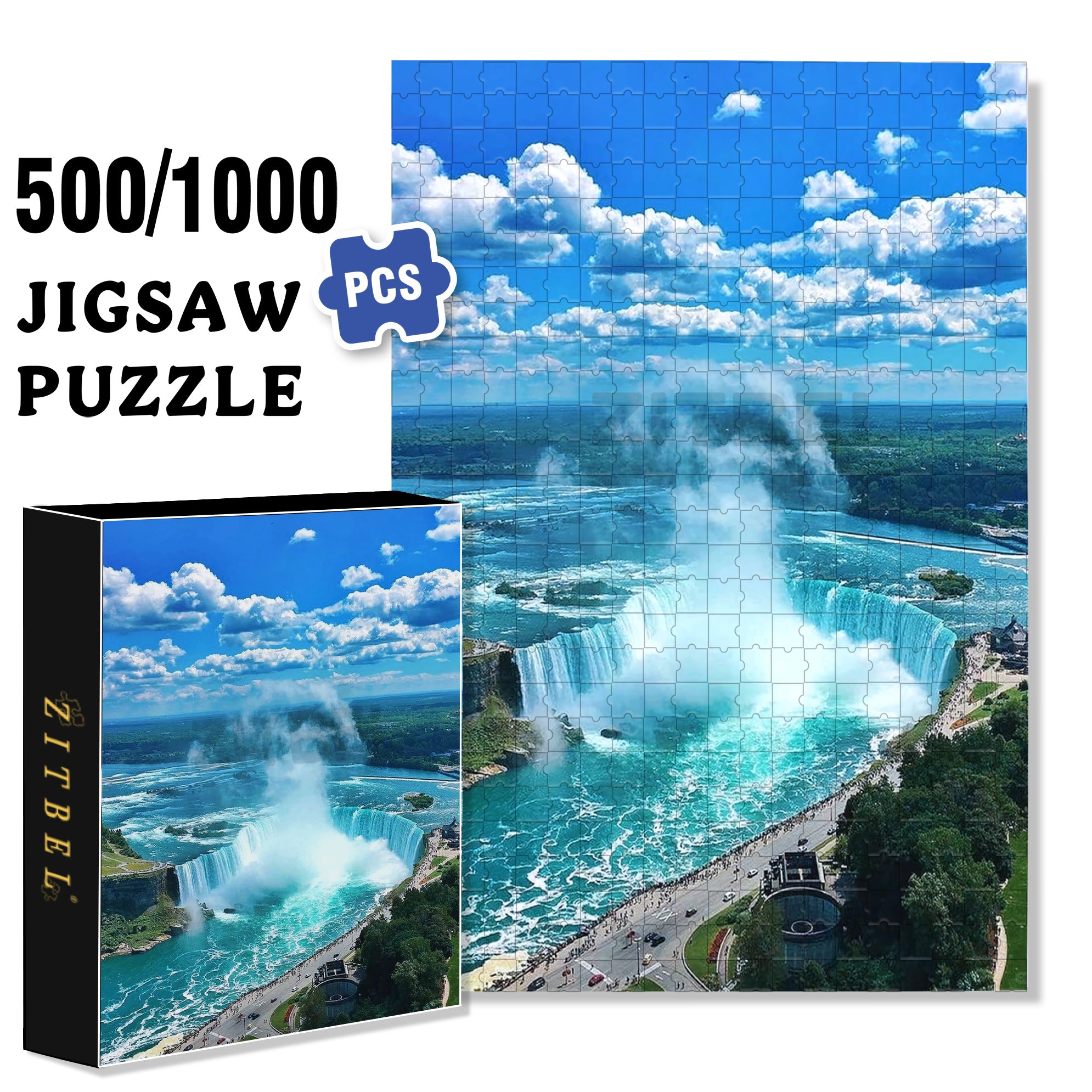 Niagara Falls 500pcs/1000pcs Jigsaw Puzzle, Scratch-Resistant, Interactive Family Game & Brain-Boosting DIY Decor, Perfect for Halloween, Christmas & New Year Gifts, Family Puzzle Game