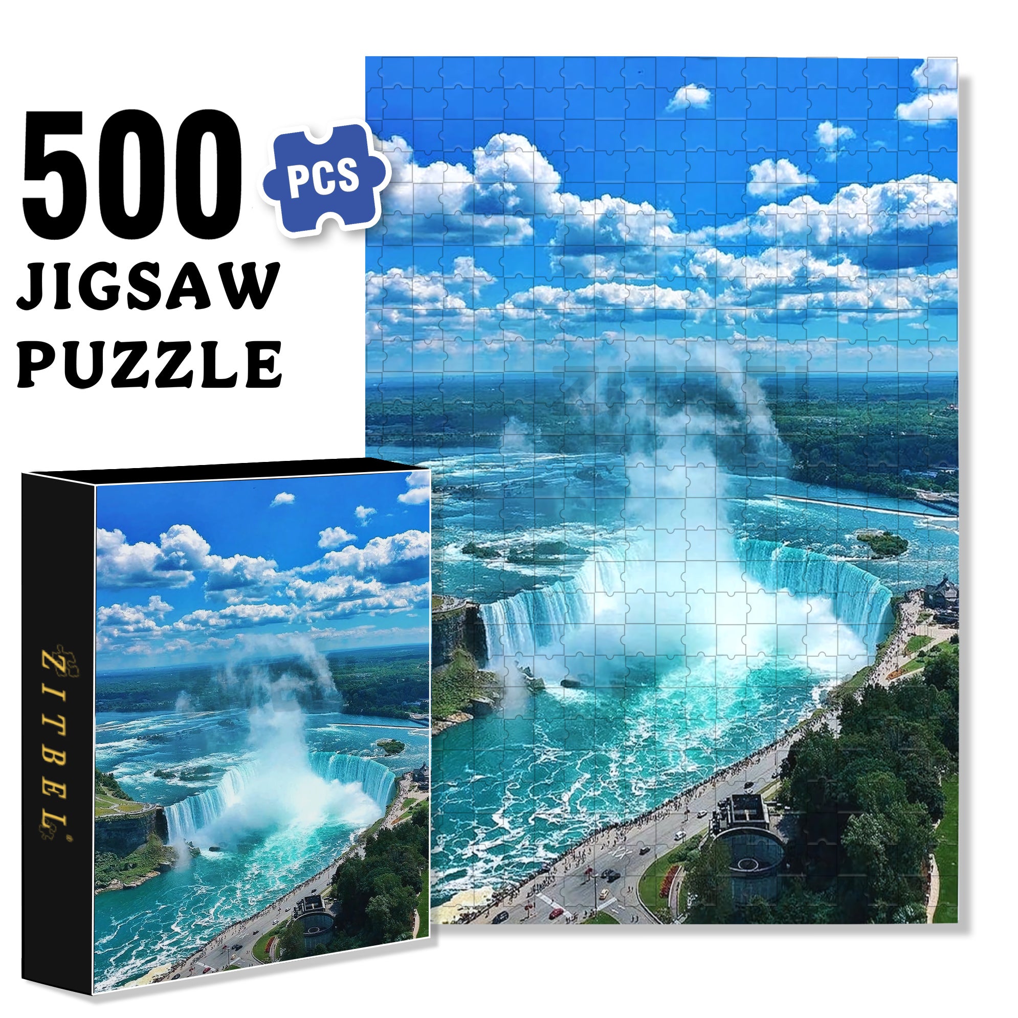 Niagara Falls 500pcs/1000pcs Jigsaw Puzzle, Scratch-Resistant, Interactive Family Game & Brain-Boosting DIY Decor, Perfect for Halloween, Christmas & New Year Gifts, Family Puzzle Game