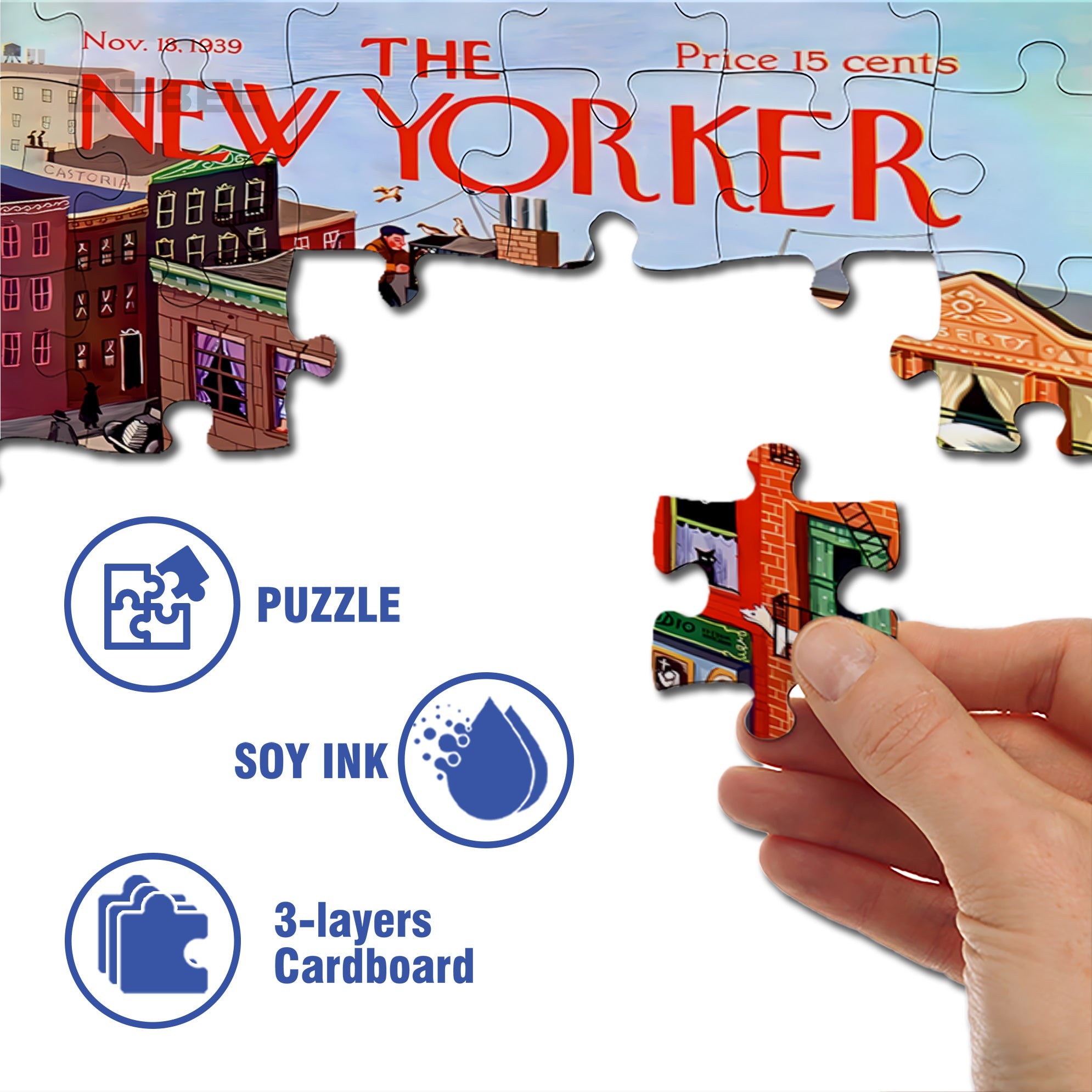NY Main Street 500pcs/1000pcs Jigsaw Puzzle, Scratch-Resistant, Interactive Family Game & Brain-Boosting DIY Decor, Perfect for Halloween, Christmas & New Year Gifts, Family Puzzle Game