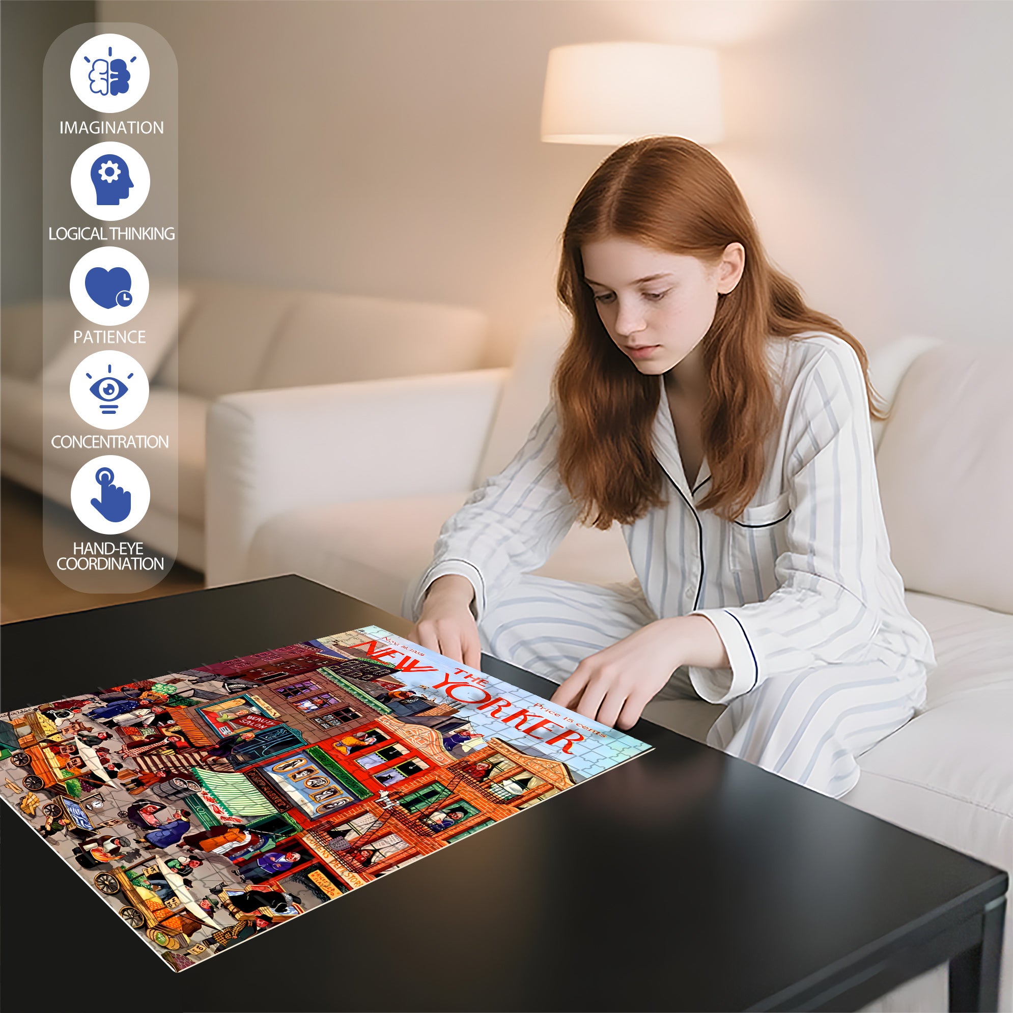 NY Main Street 500pcs/1000pcs Jigsaw Puzzle, Scratch-Resistant, Interactive Family Game & Brain-Boosting DIY Decor, Perfect for Halloween, Christmas & New Year Gifts, Family Puzzle Game