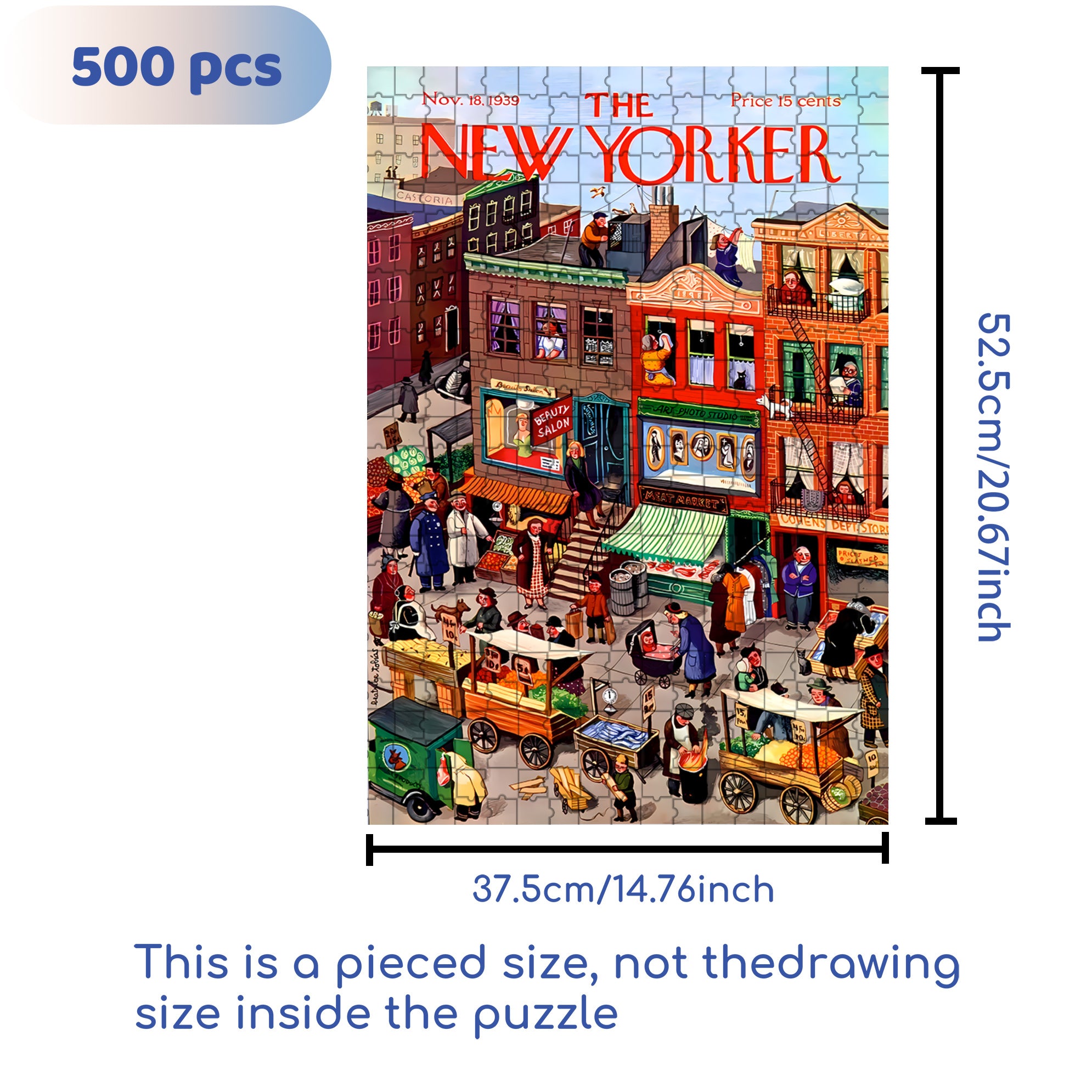 NY Main Street 500pcs/1000pcs Jigsaw Puzzle, Scratch-Resistant, Interactive Family Game & Brain-Boosting DIY Decor, Perfect for Halloween, Christmas & New Year Gifts, Family Puzzle Game