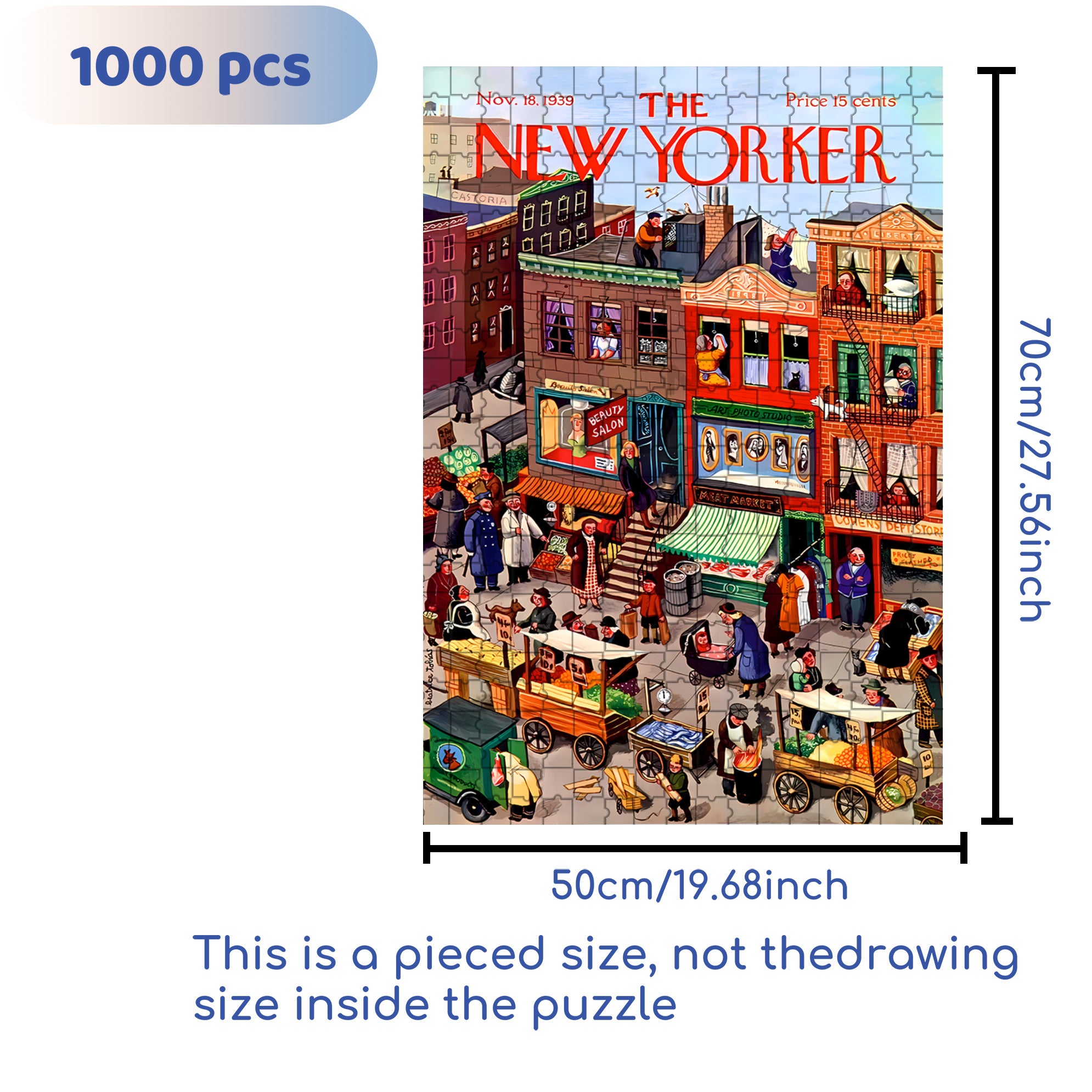 NY Main Street 500pcs/1000pcs Jigsaw Puzzle, Scratch-Resistant, Interactive Family Game & Brain-Boosting DIY Decor, Perfect for Halloween, Christmas & New Year Gifts, Family Puzzle Game